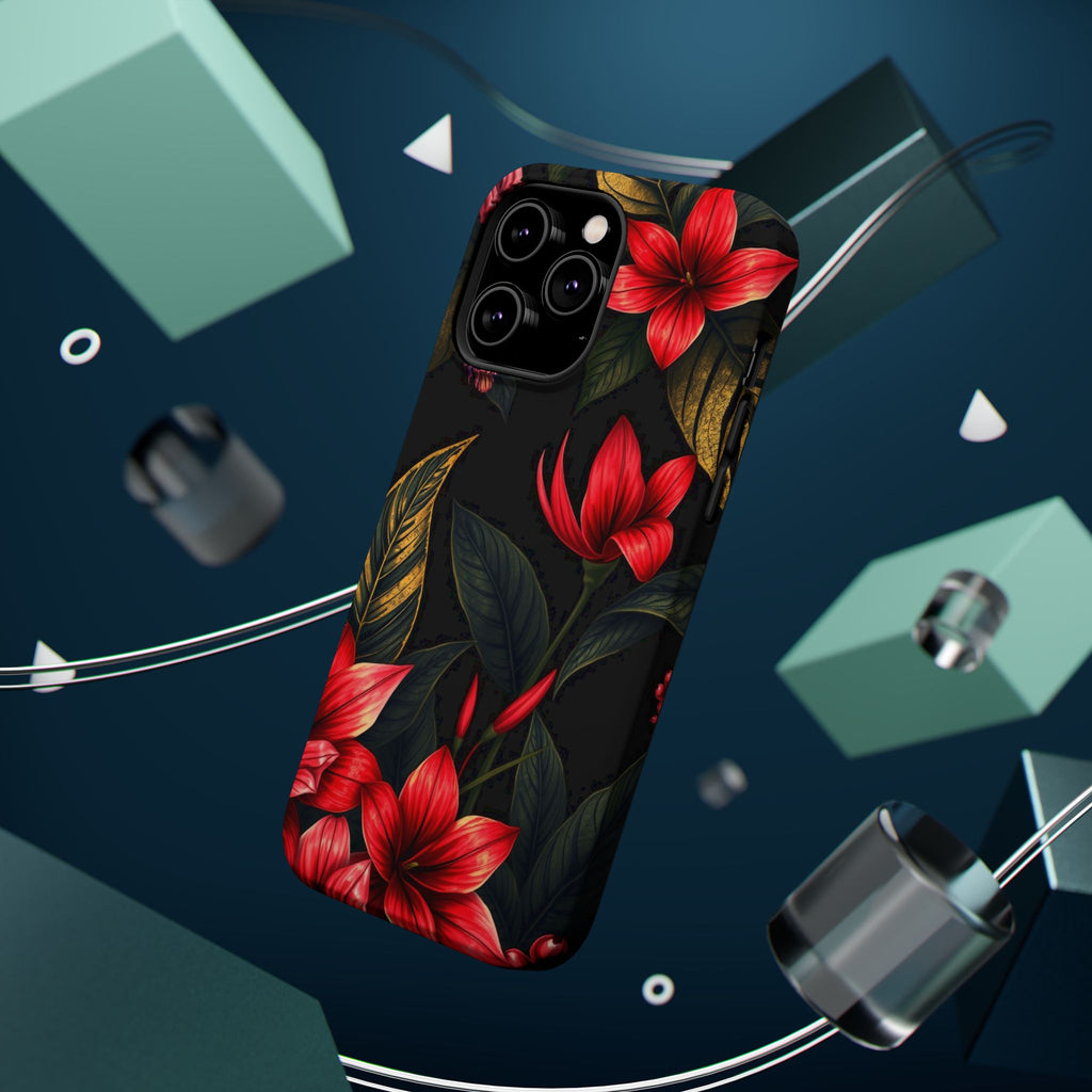 iPhone Black And Crimson Jungle Floral Slim Everyday Designer Case · iPhone Case