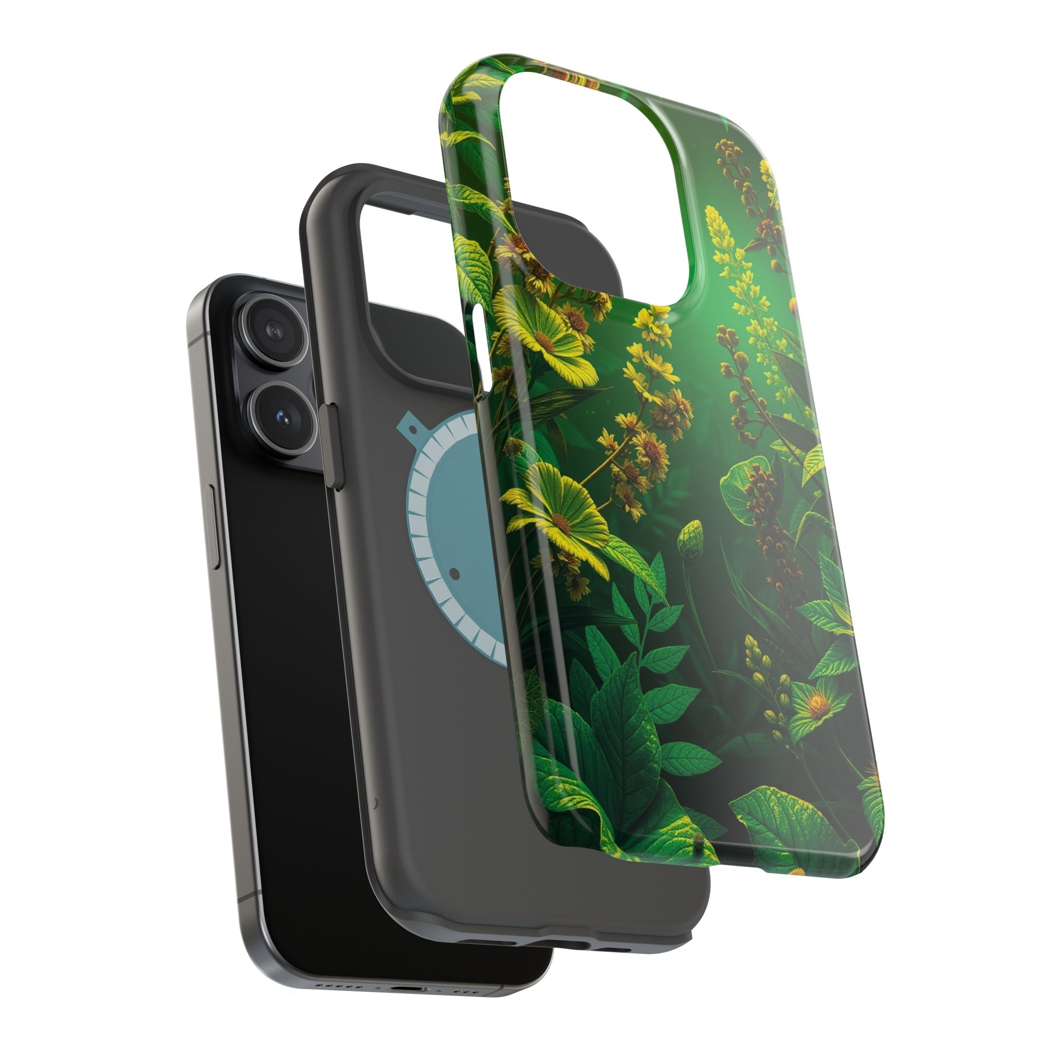 iPhone Emerald Green And Gold Vintage Botanicals Print Slim Snap Case · iPhone C