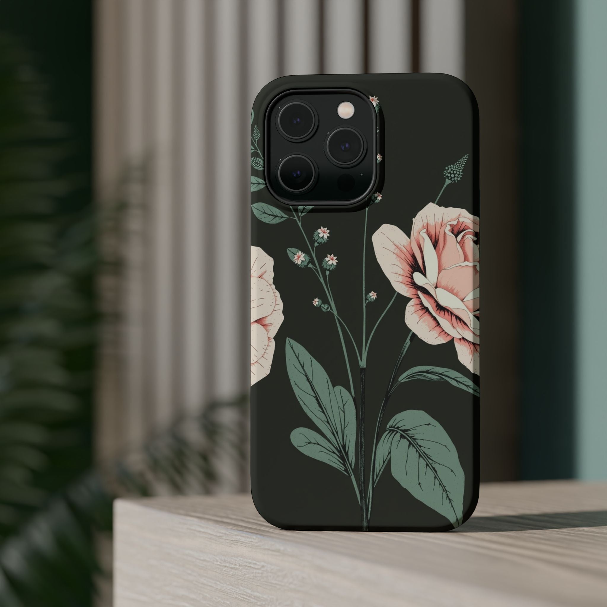 iPhone Mint And Blush Vintage Botanical Print Slim Everyday Designer Case · iPho