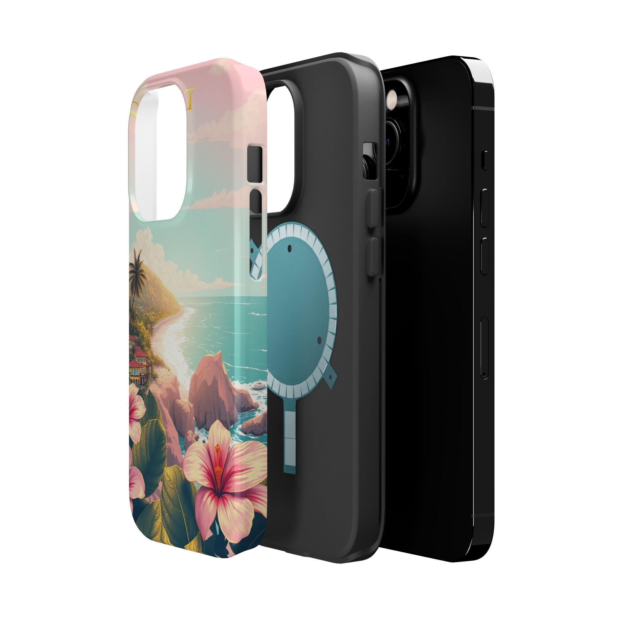 iPhone Mint And Blush Hibiscus Coast Slim Everyday iPhone 14 Designer · iPhone C