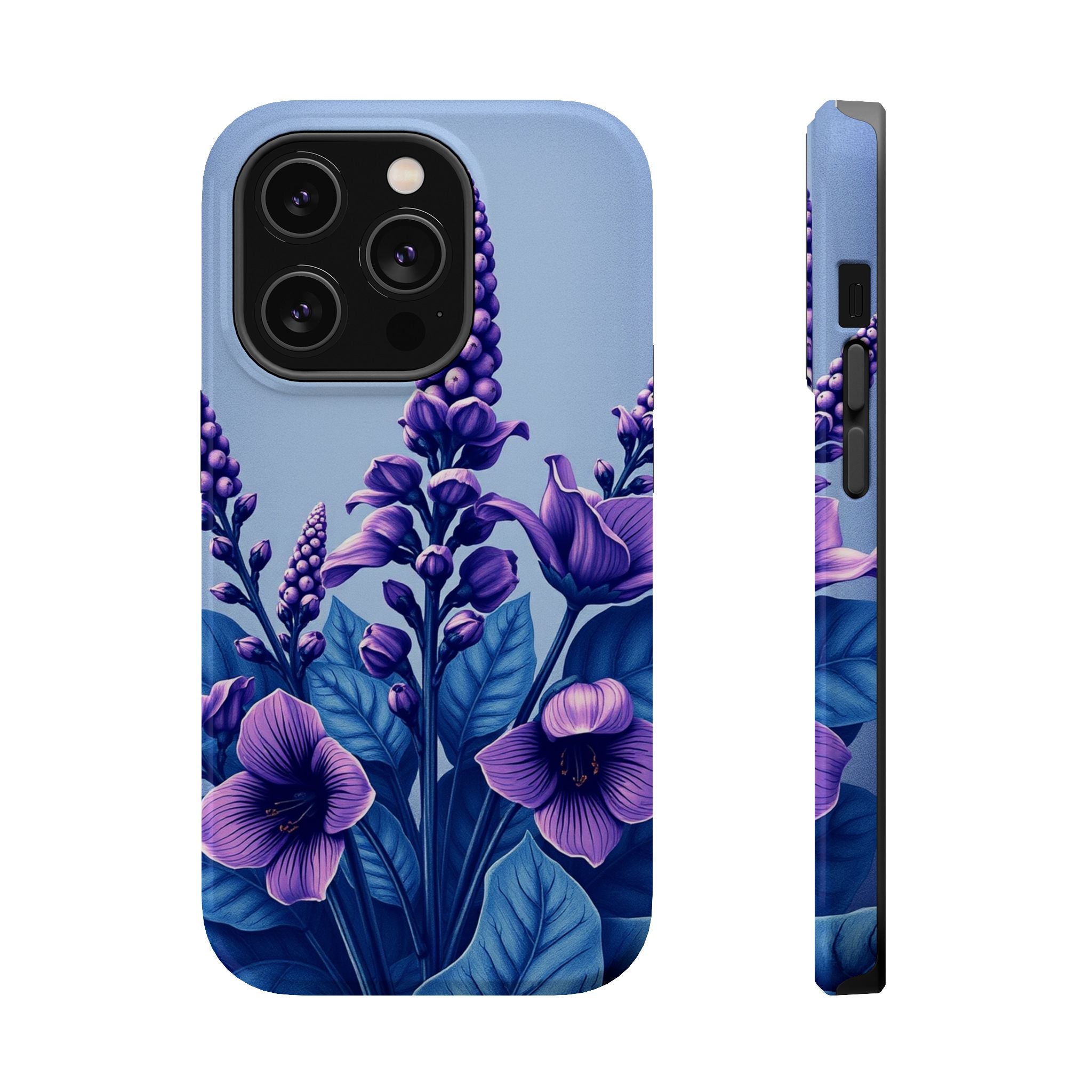 iPhone Indigo And Violet Botanical Illustration Soft iPhone Finish · iPhone Case