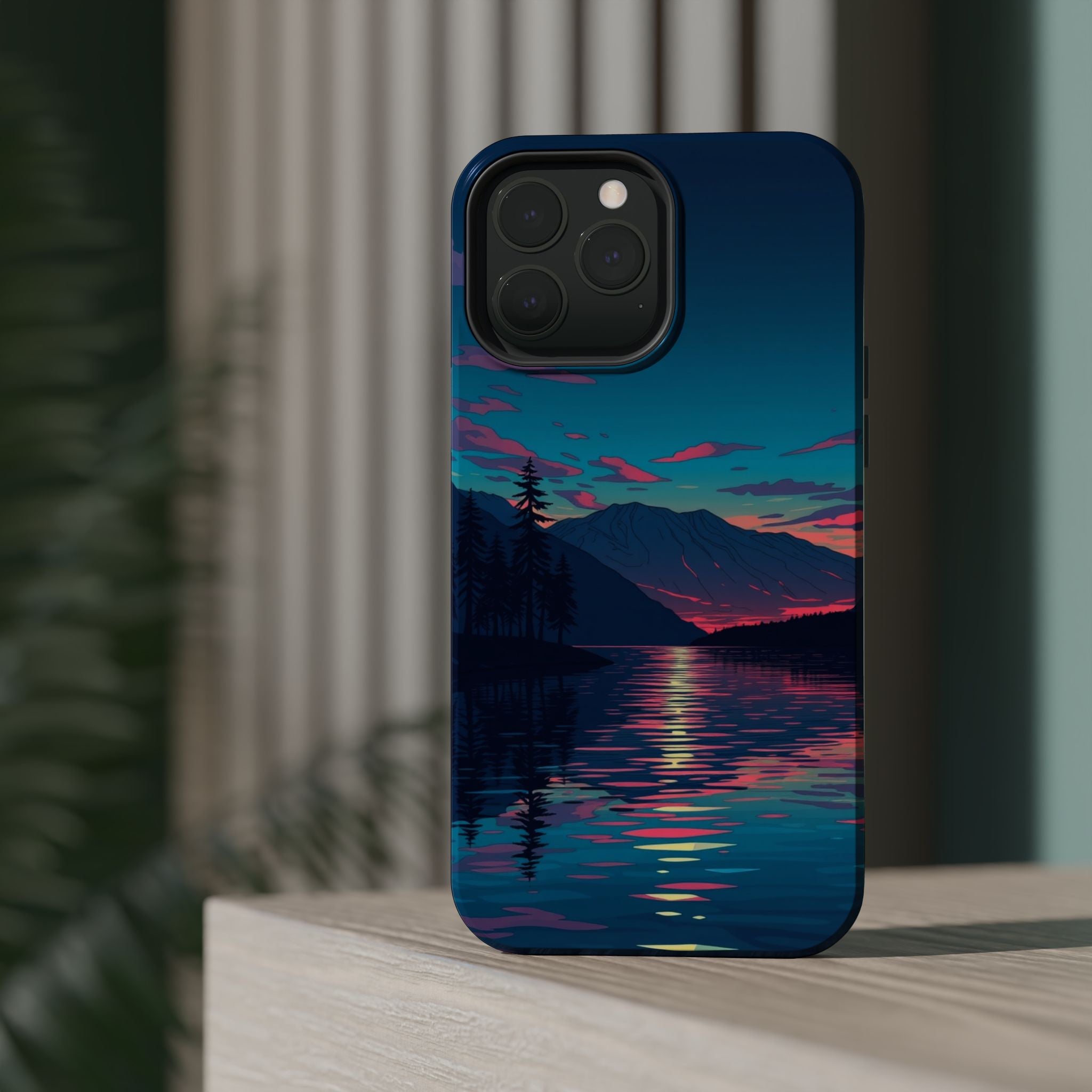 iPhone Vibrant Lake at Twilight Design Slim Everyday Designer Case · iPhone Case