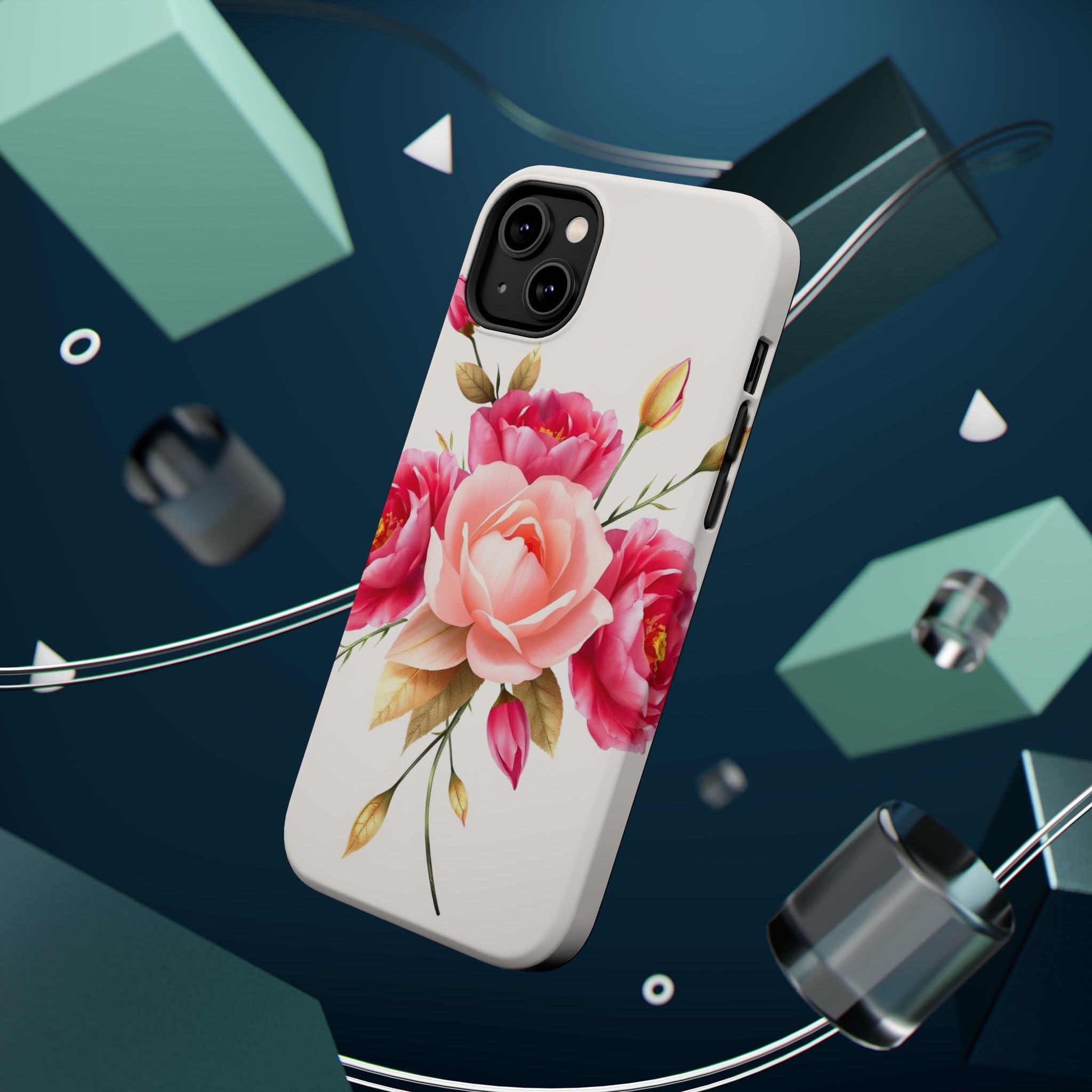 iPhone Rose Pink And Cream Neon Floral Slim Everyday Designer Case · iPhone Case