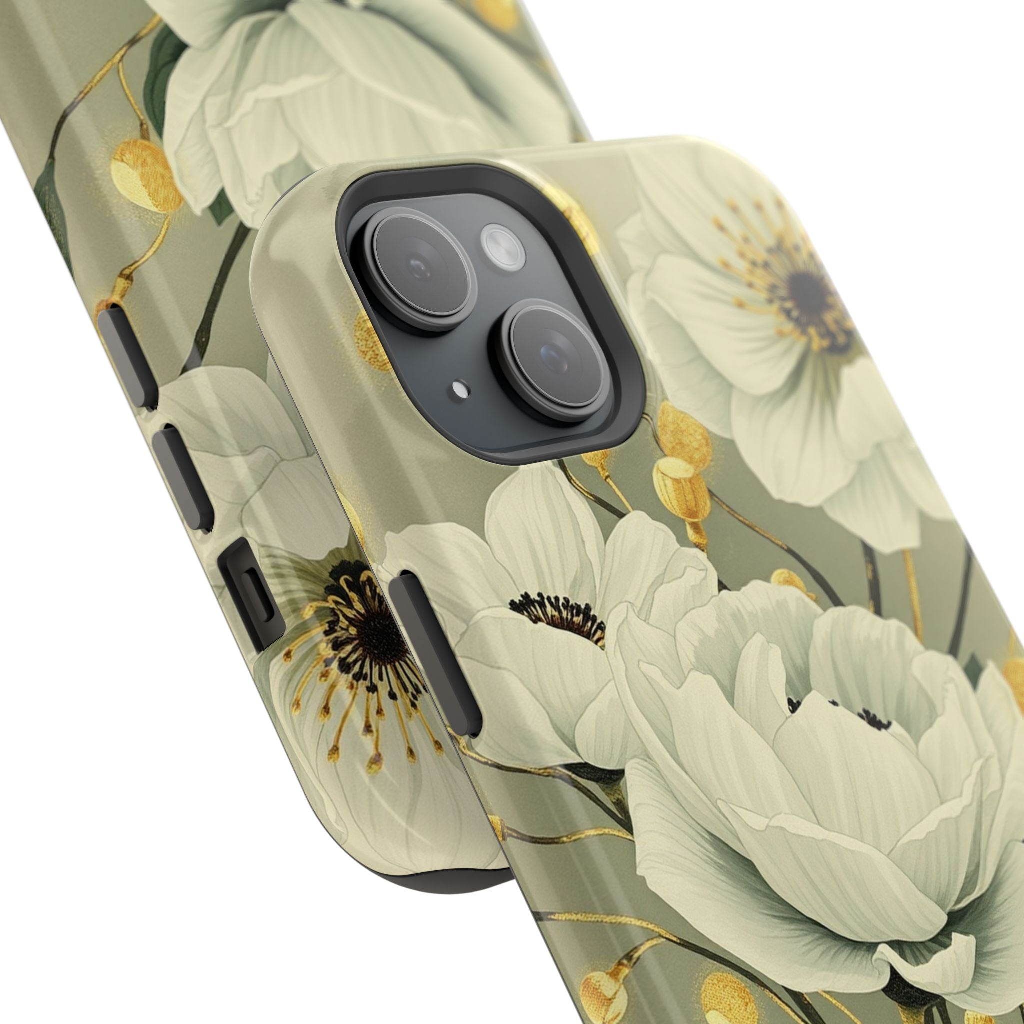 iPhone Sage And Ivory Floral Ink Wash Slim Everyday iPhone 14 Designer · iPhone