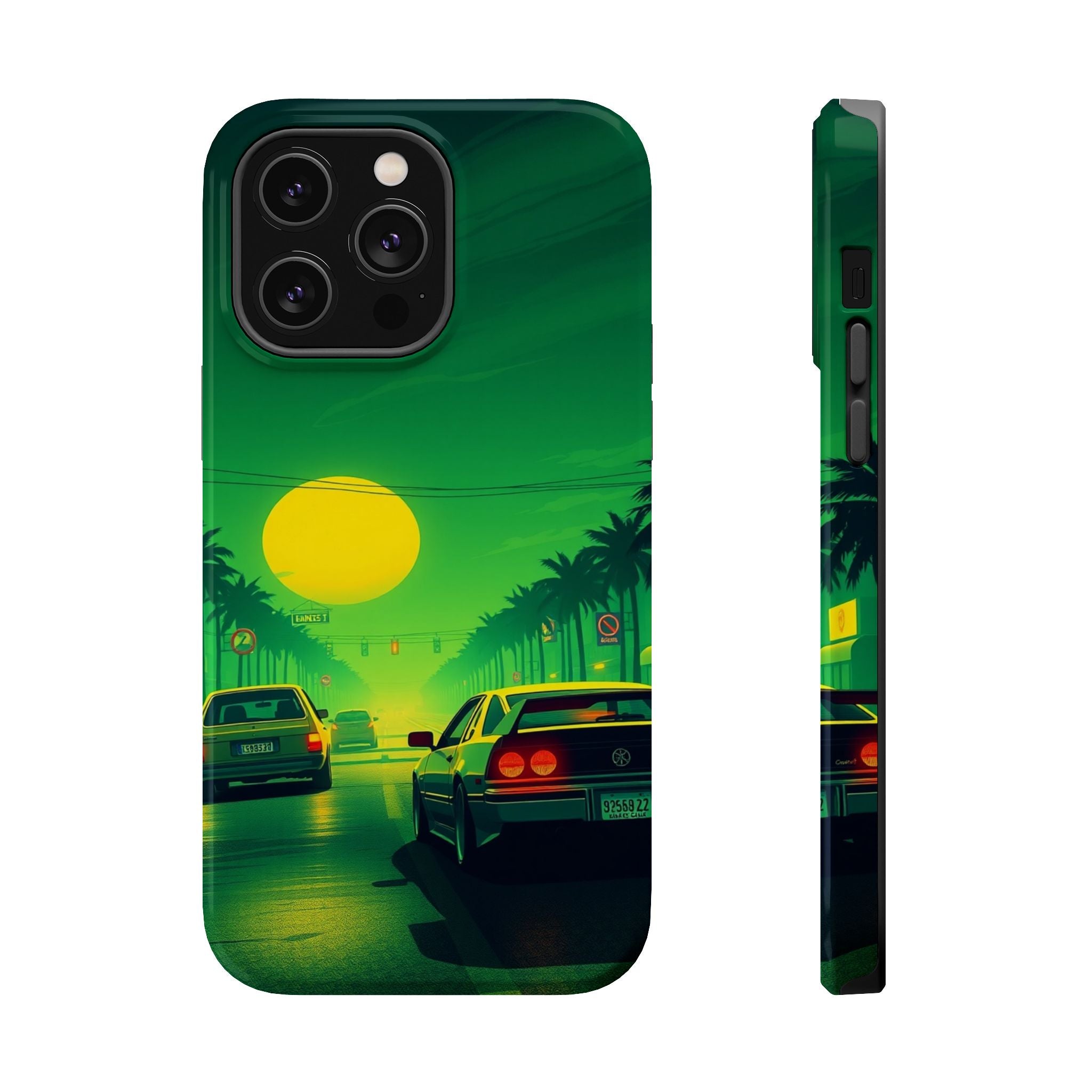 iPhone Dreamy Sunset Drive 80s Design Slim Everyday Designer Case · iPhone Case