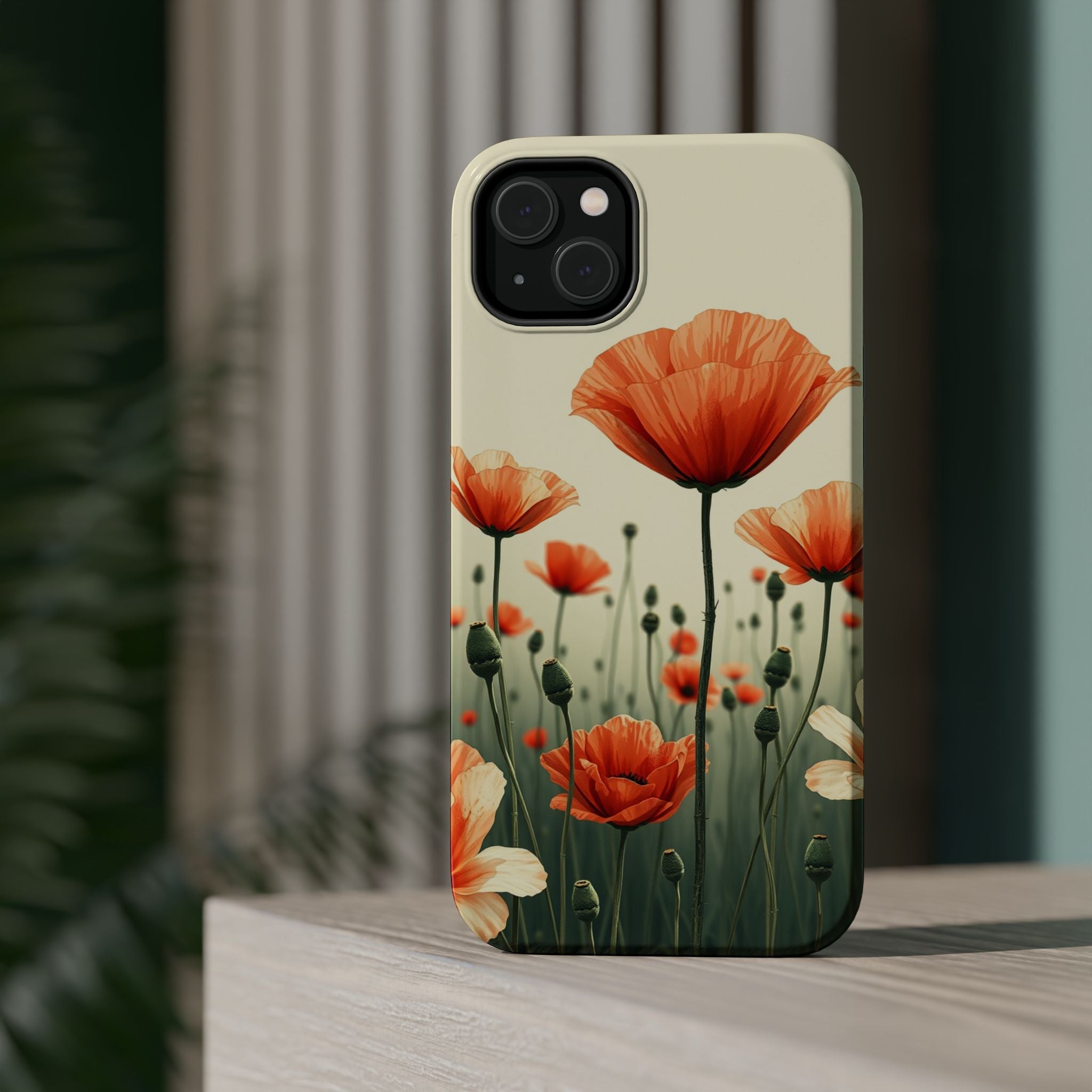iPhone Sage And Ivory Poppy Field Bold Modern Everyday Snap Case · iPhone Case