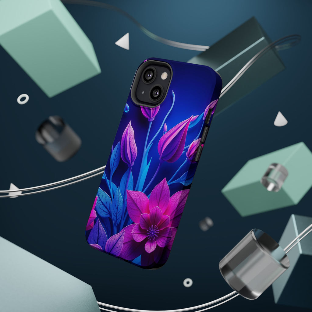 iPhone Neon Floral Paper Cut Art Bold Modern Everyday Snap Case · iPhone Case