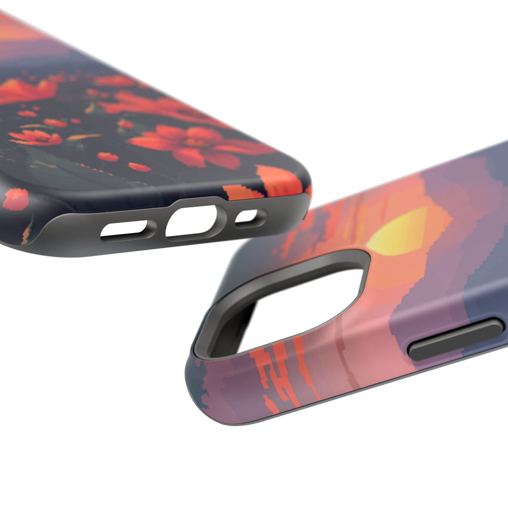 iPhone Sunset Amber And Peach Floral Geometric Soft iPhone Finish · iPhone Case