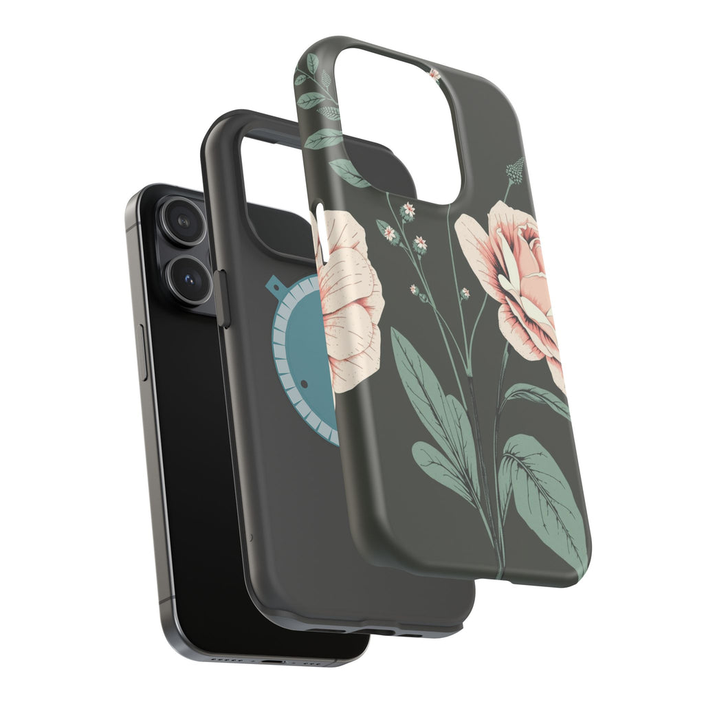 iPhone Mint And Blush Vintage Botanical Print Slim Everyday Designer Case · iPho