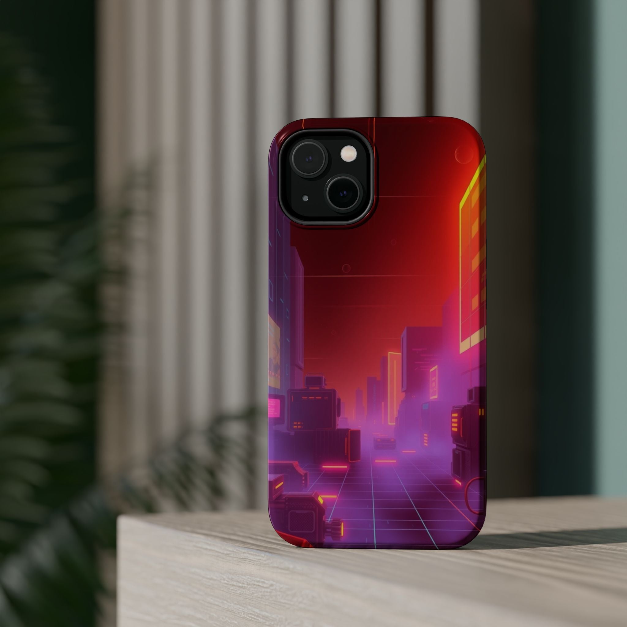 iPhone Dreamy 80s Grid Synthwave Design Slim Everyday Designer Case · iPhone Cas