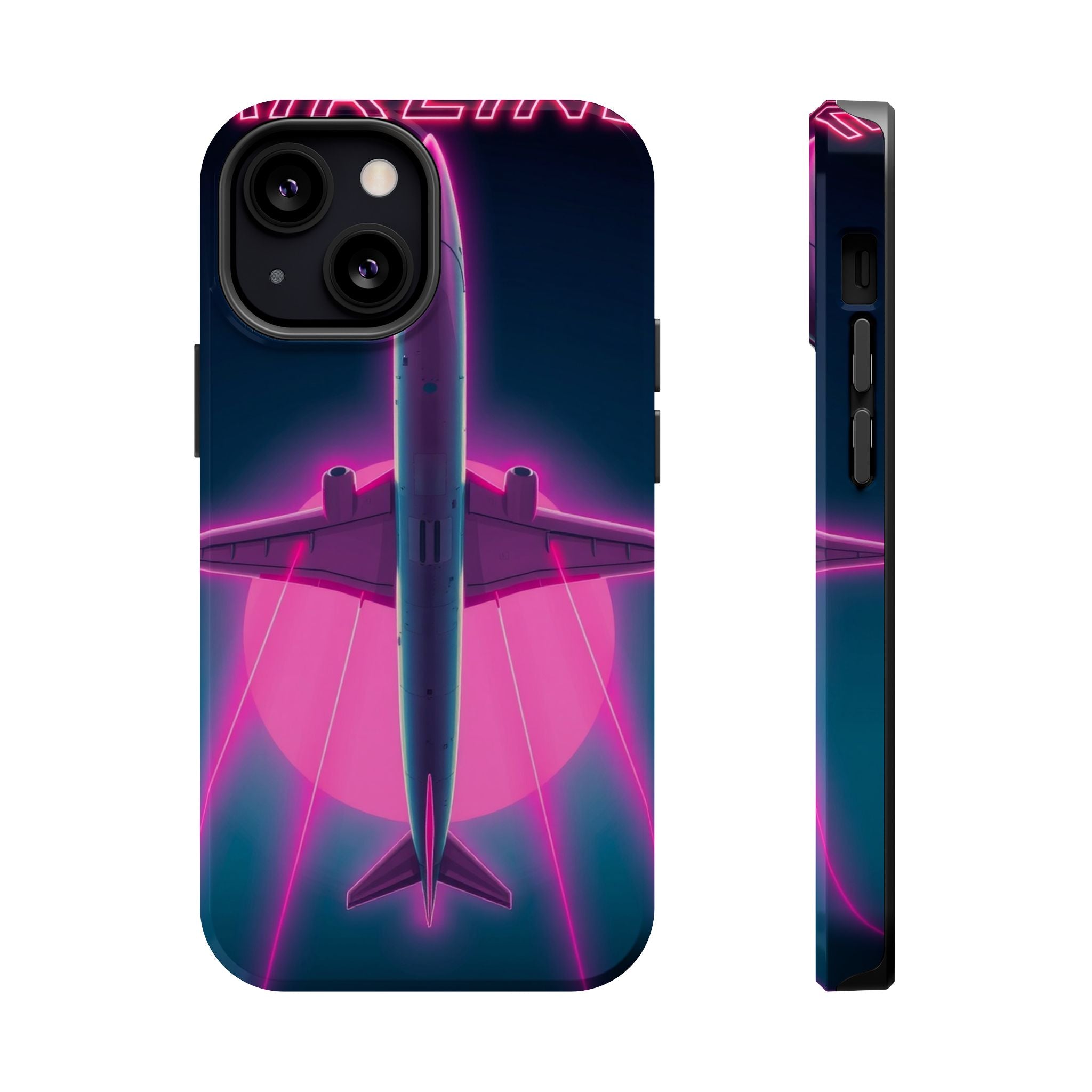 iPhone Cyan And Magenta Retro Airline Poster Slim Everyday Designer Case · iPhon