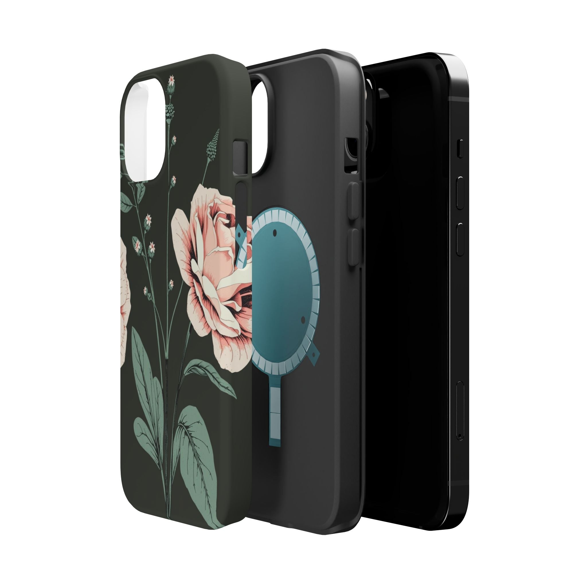 iPhone Mint And Blush Vintage Botanical Print Slim Everyday Designer Case · iPho