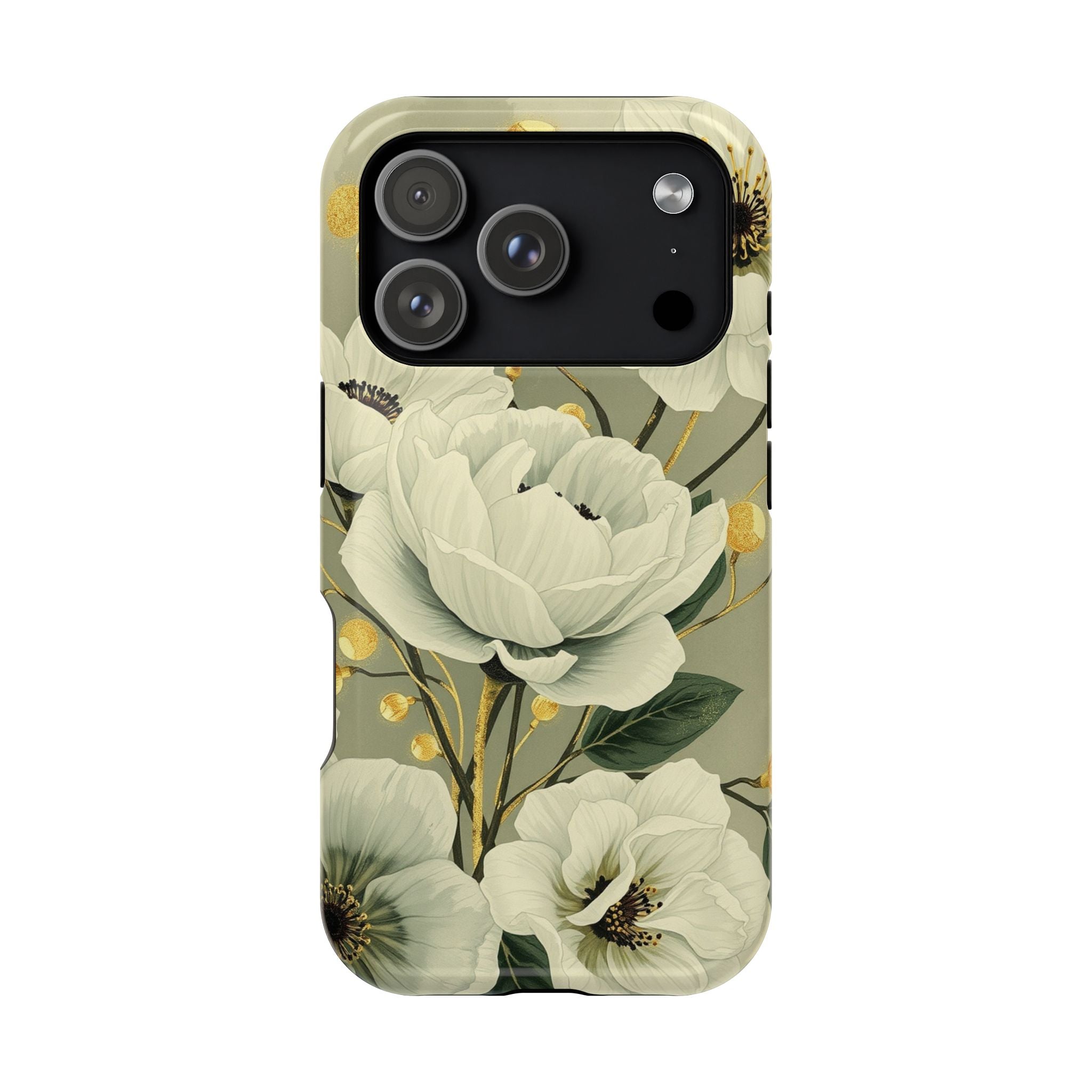 iPhone Sage And Ivory Floral Ink Wash Slim Everyday iPhone 14 Designer · iPhone