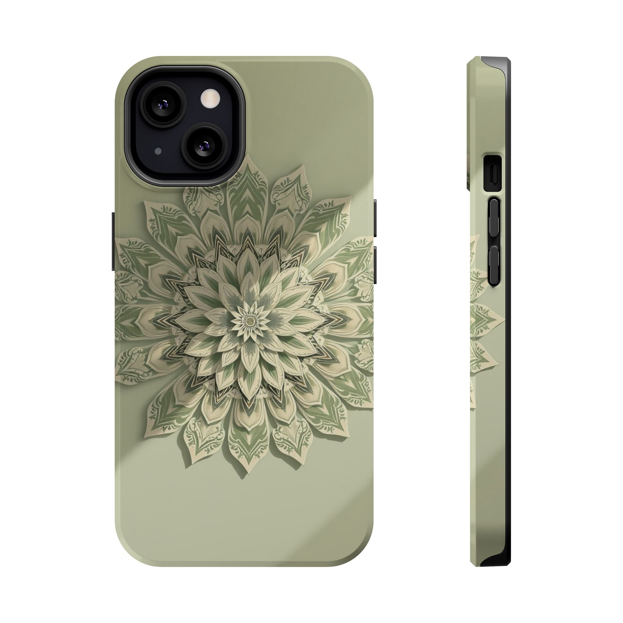 iPhone Sage And Ivory Floral Mandala Slim Everyday Designer Case · iPhone Case