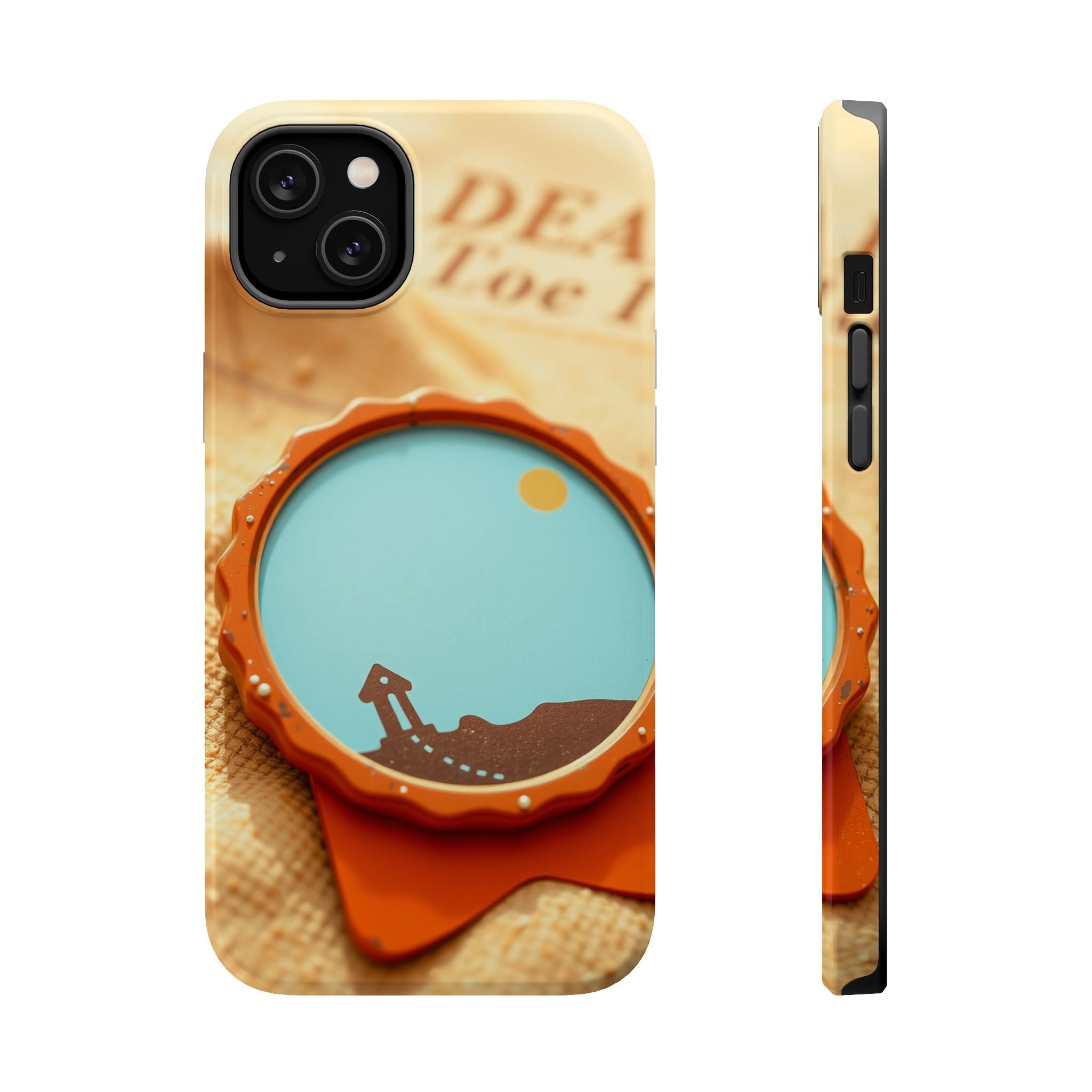 iPhone Burnt Orange And Sand Retro Travel Badge Soft Finish Everyday Case · iPho