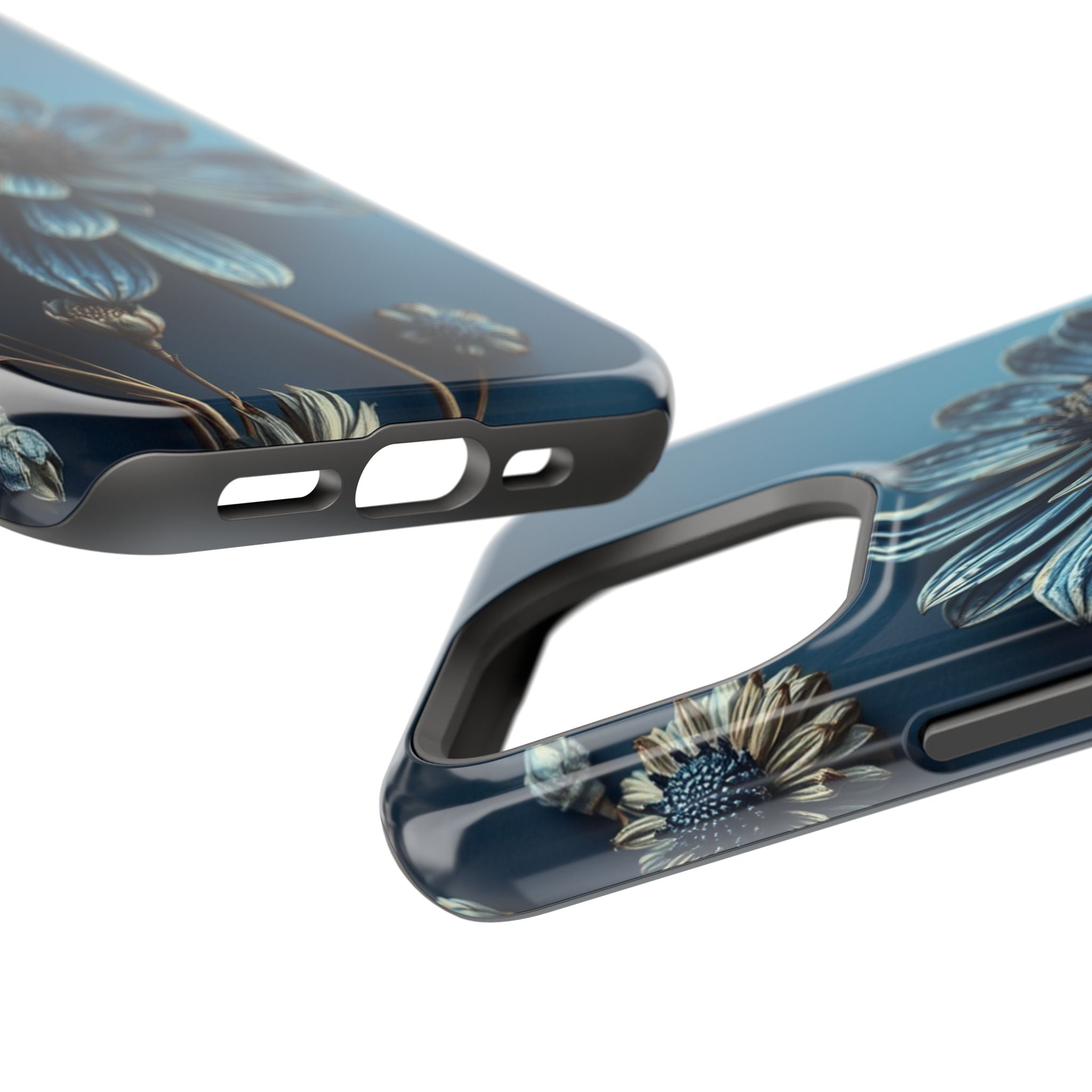 iPhone Midnight Blue And Silver Dried Flower Flat Lay iPhone 15 · iPhone Case