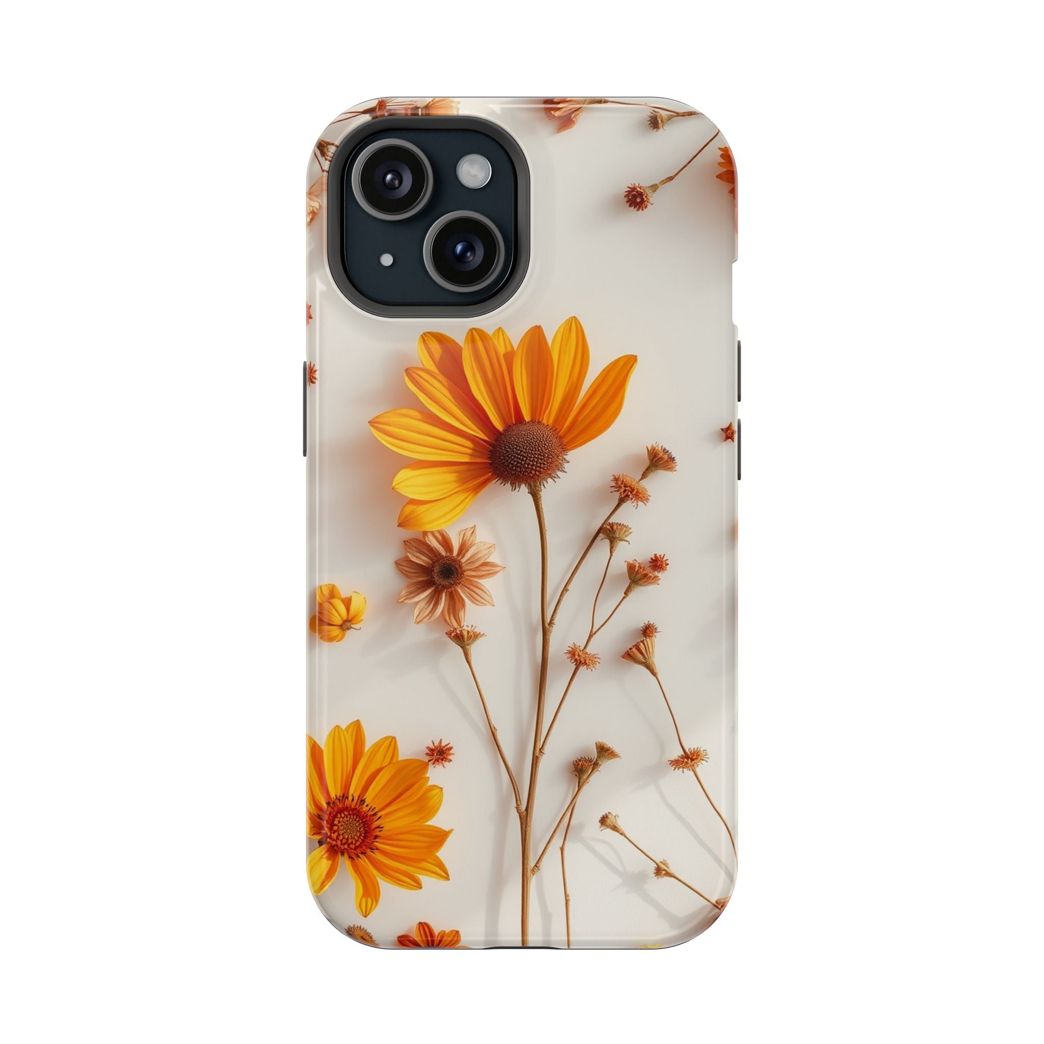 iPhone Mustard And Rust Dried Flower Flat Lay Carry Case Slim Snap Case · iPhone