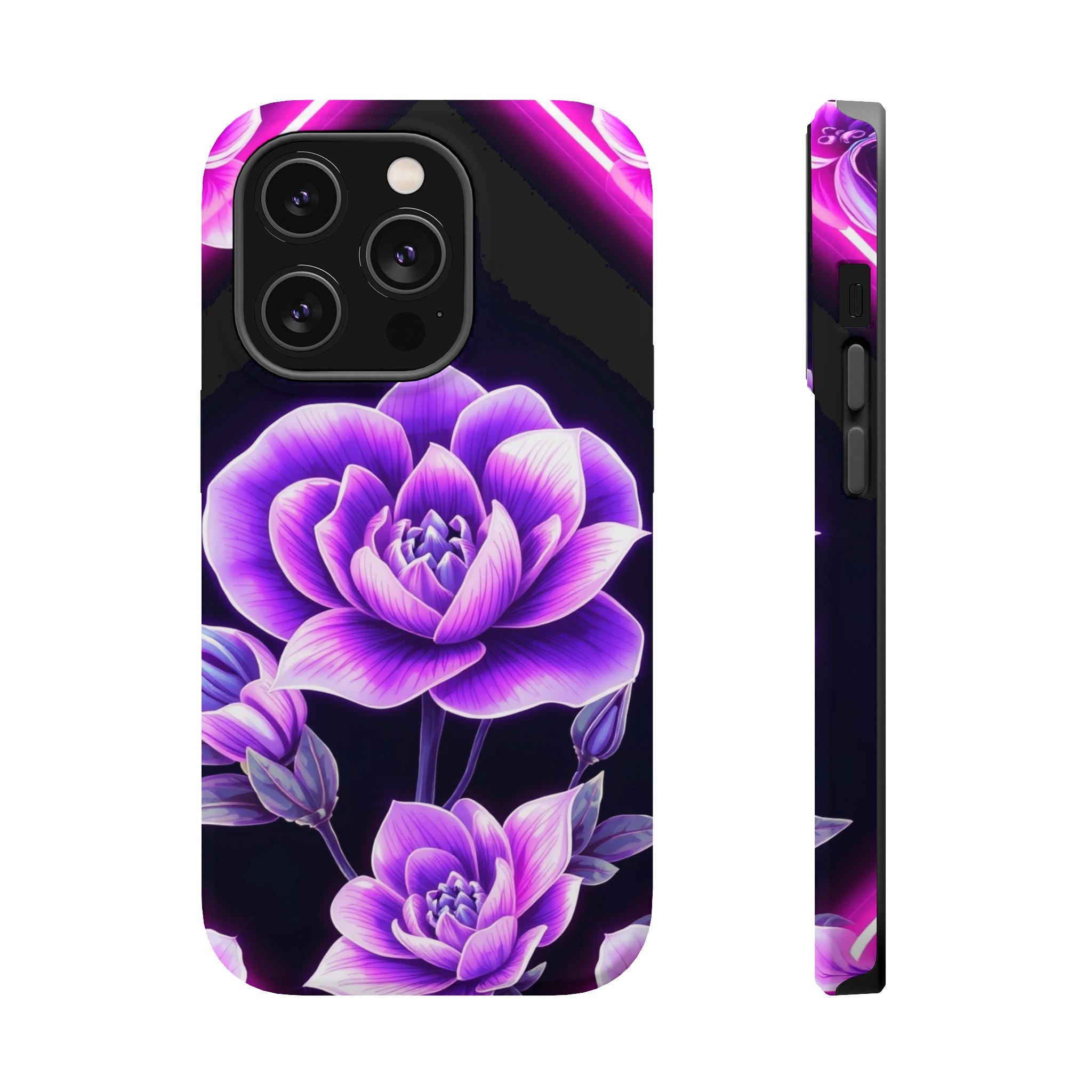 iPhone Floral Ombre Neon Cyberpunk Bold Modern Everyday Snap Case · iPhone Case