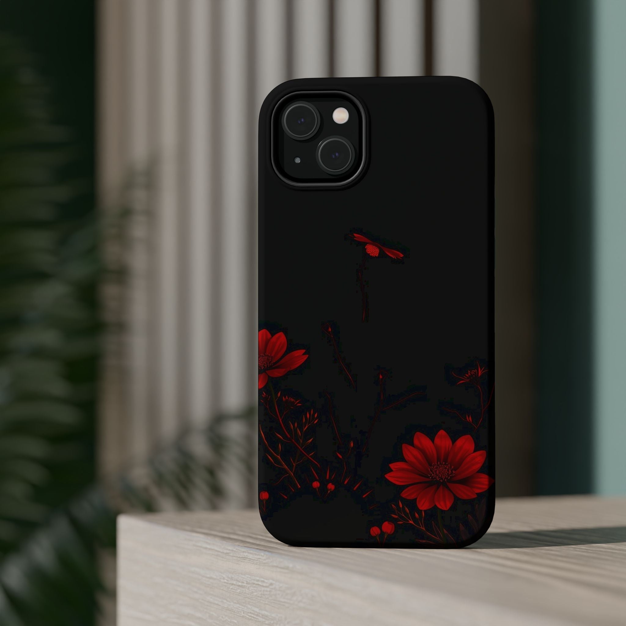 iPhone Black And Crimson Desert Flower Slim Everyday Designer Case · iPhone Case