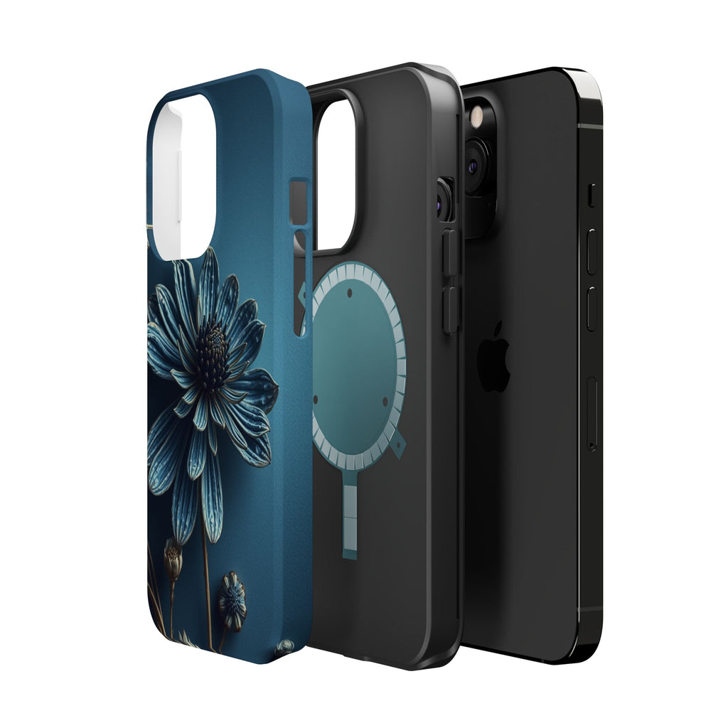 iPhone Midnight Blue And Silver Dried Flower Flat Lay iPhone 15 · iPhone Case