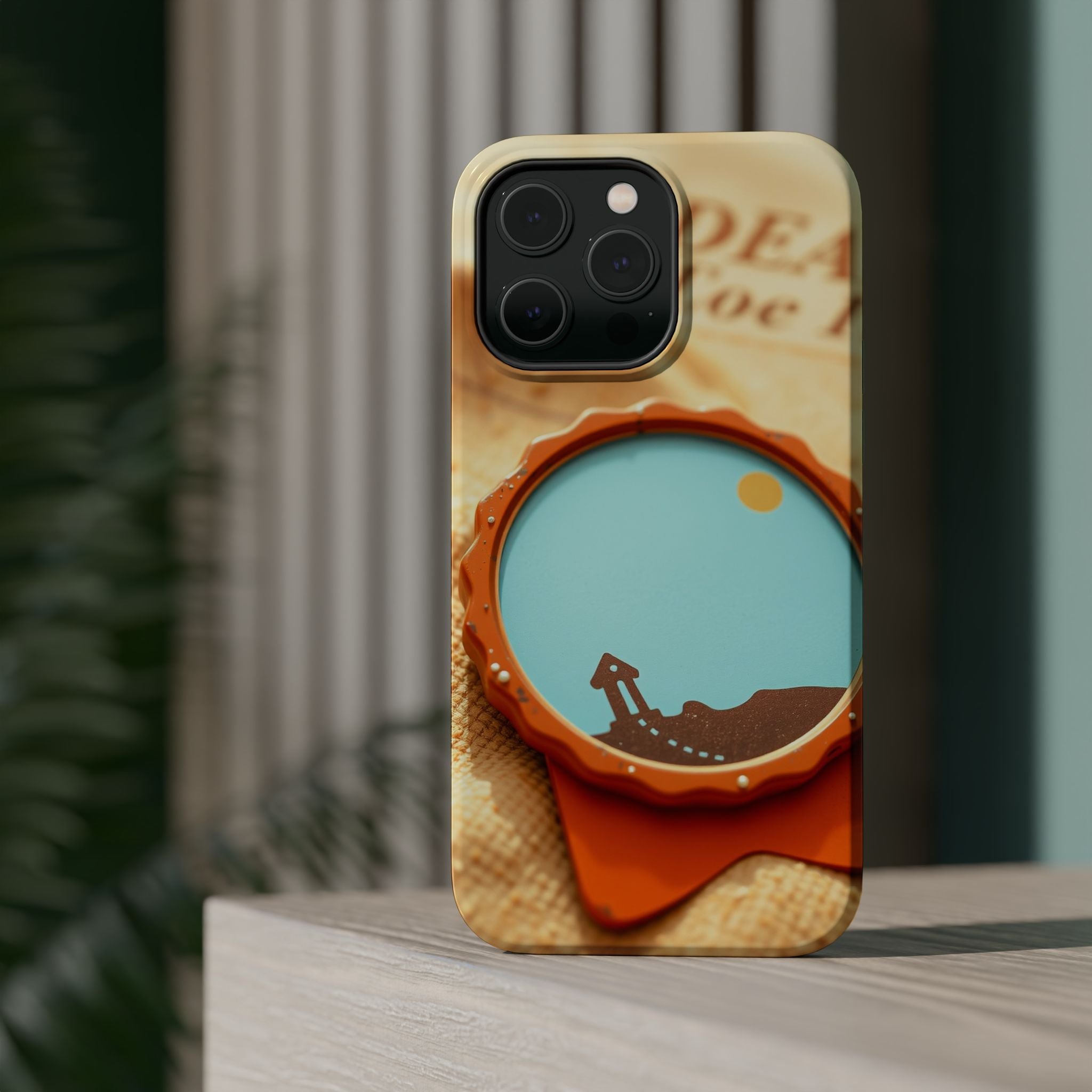 iPhone Burnt Orange And Sand Retro Travel Badge Soft Finish Everyday Case · iPho