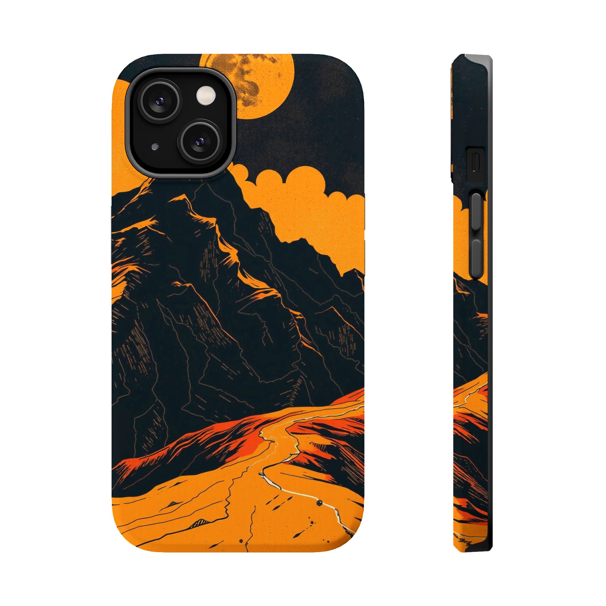 iPhone Mustard And Rust Topographic Lines Slim iPhone Everyday Designer · iPhone