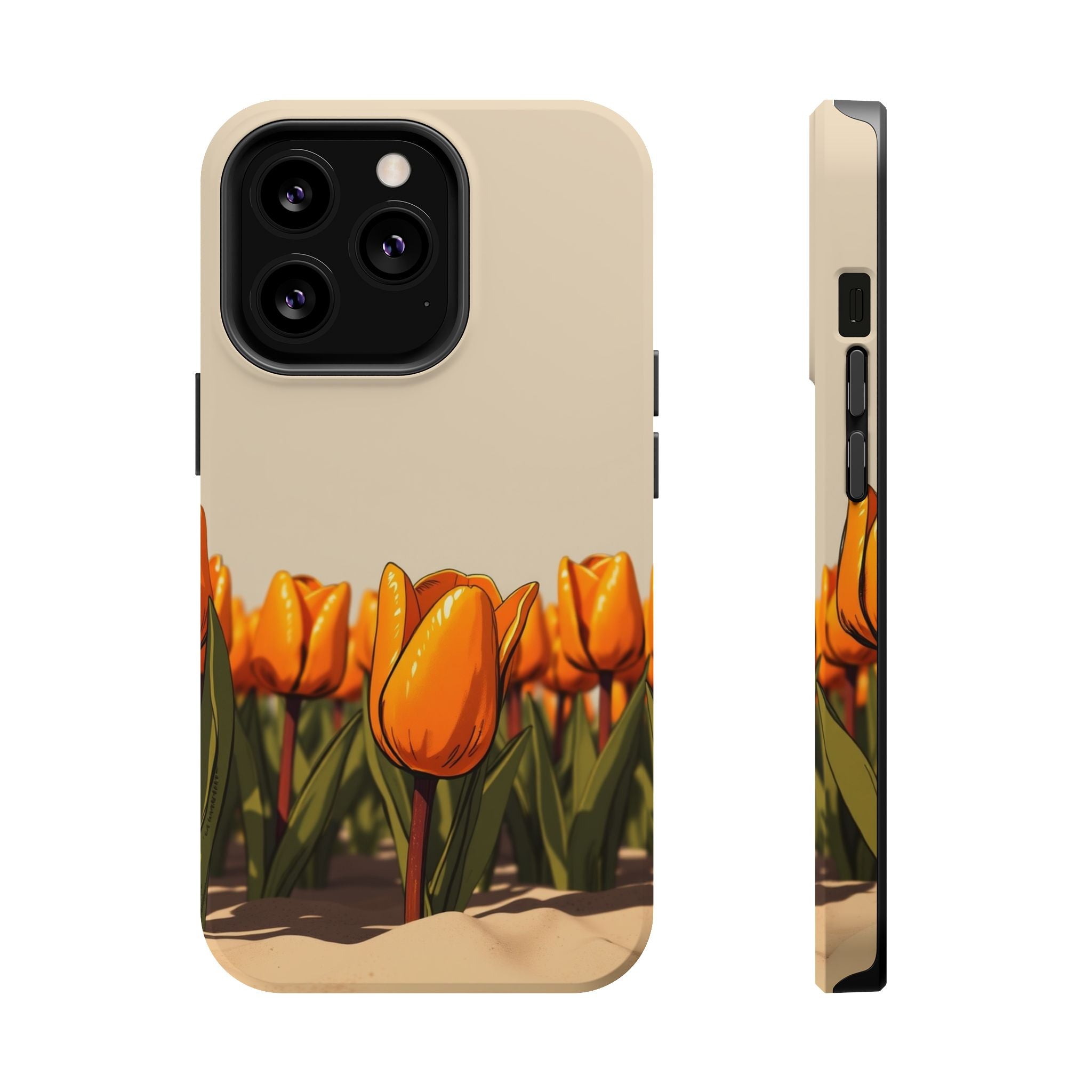 iPhone Burnt Orange And Sand Tulip Row Slim Everyday Designer Case · iPhone Case