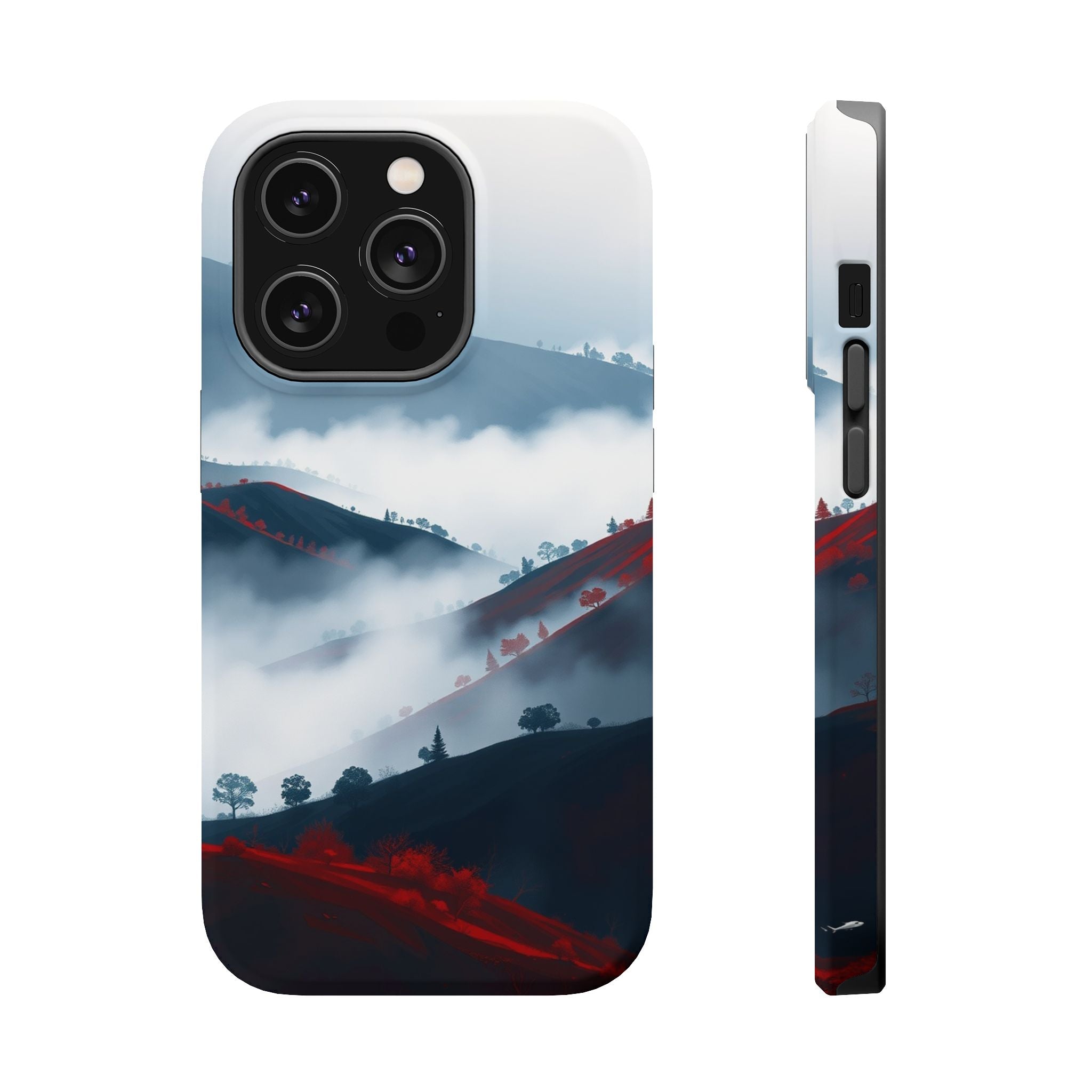iPhone Black And Crimson Fog Rolling Over Hills Soft iPhone Finish · iPhone Case