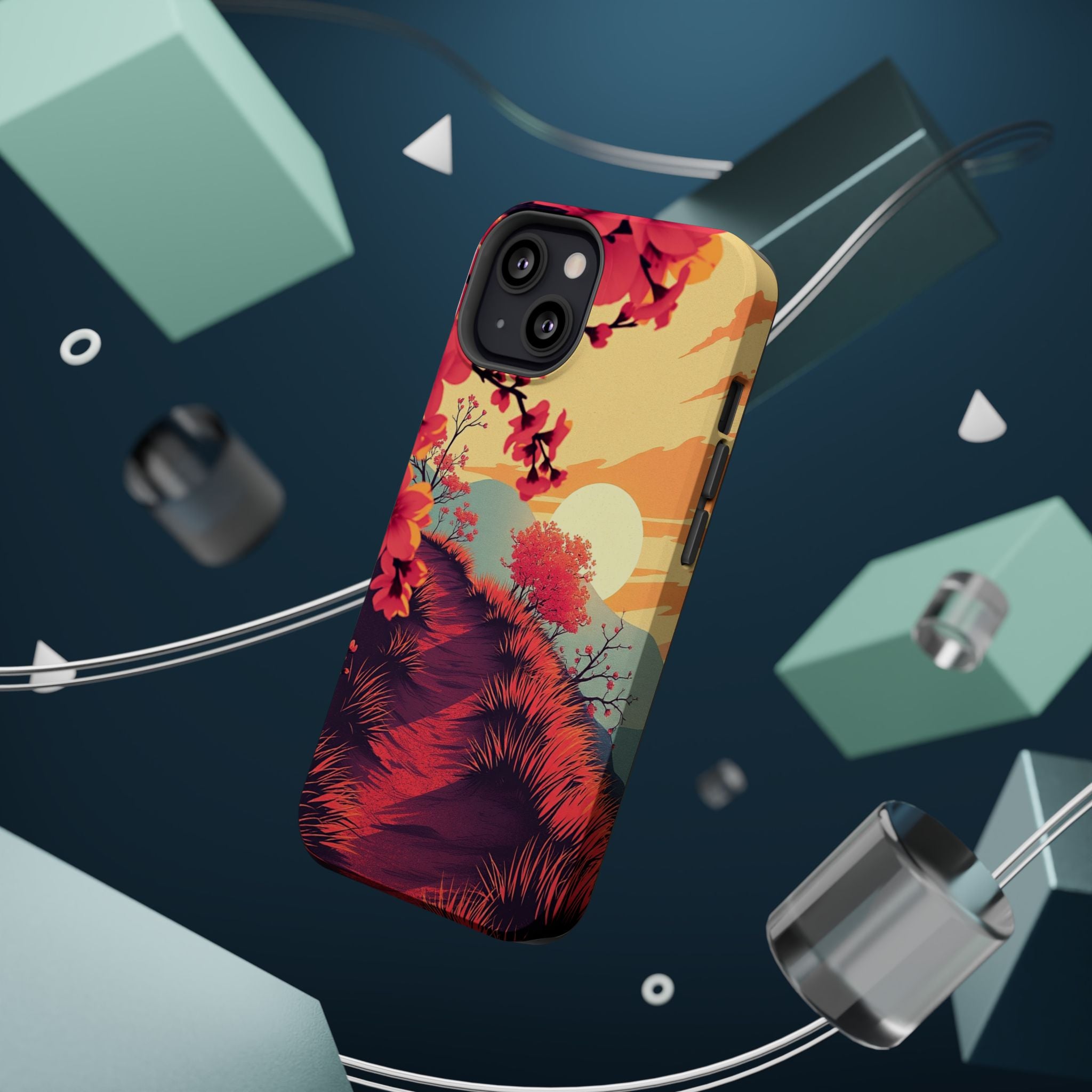 iPhone Sunset Amber And Peach Blossom Trail Soft iPhone 15 Finish · iPhone Case