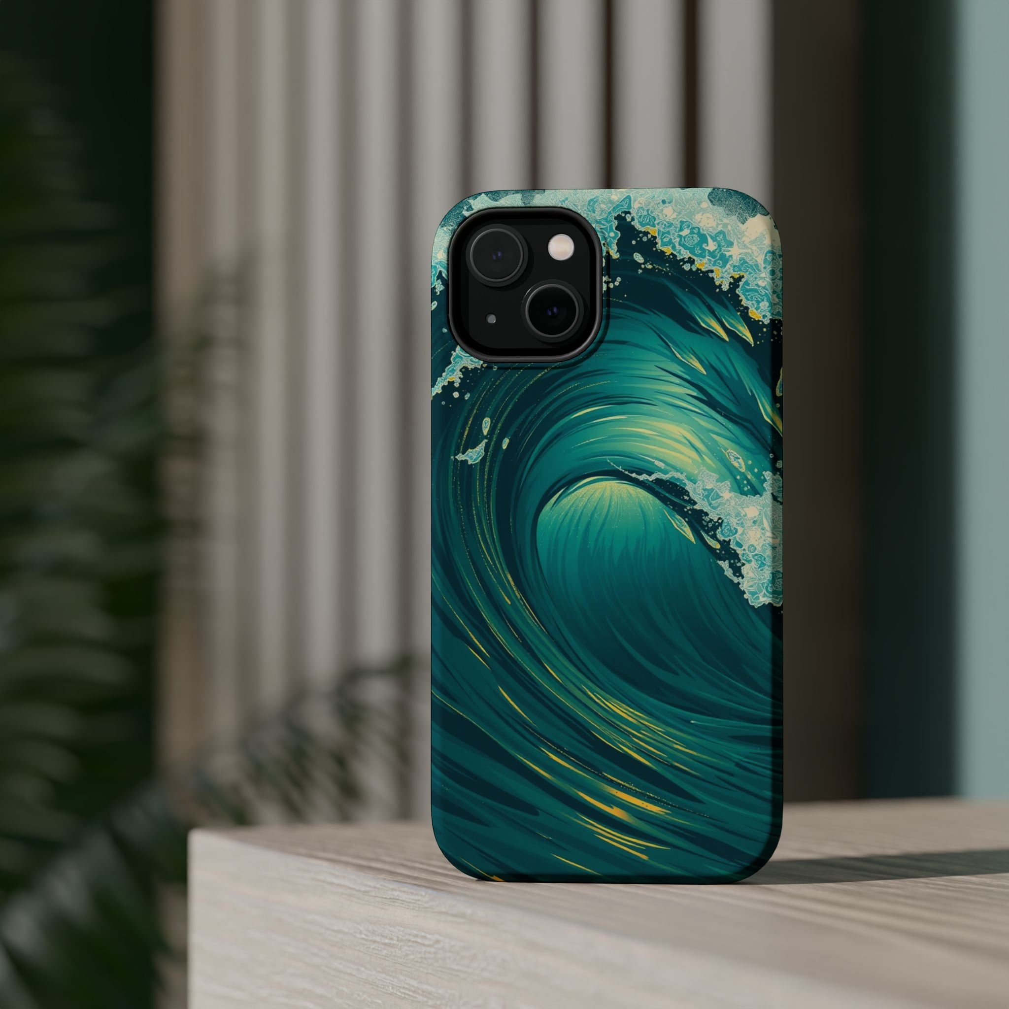 iPhone Emerald Green And Gold Ocean Wave Crash Soft iPhone Finish · iPhone Case