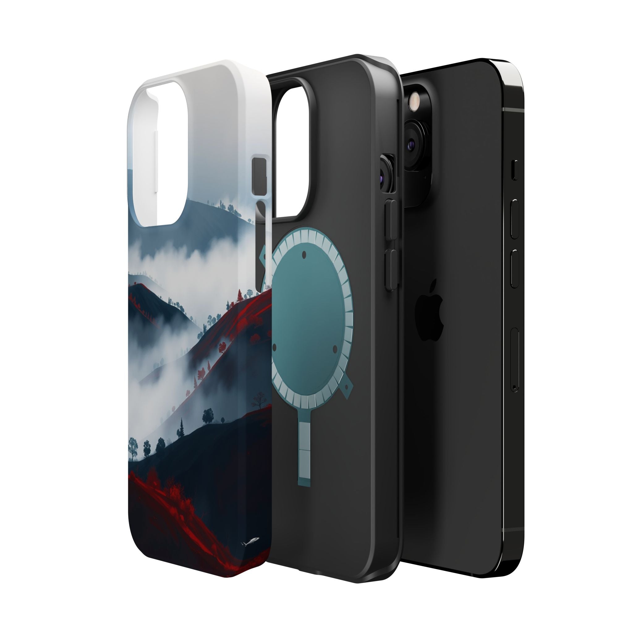 iPhone Black And Crimson Fog Rolling Over Hills Soft iPhone Finish · iPhone Case