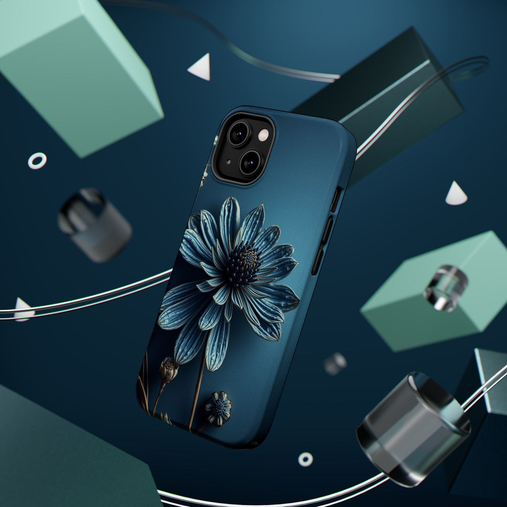 iPhone Midnight Blue And Silver Dried Flower Flat Lay iPhone 15 · iPhone Case