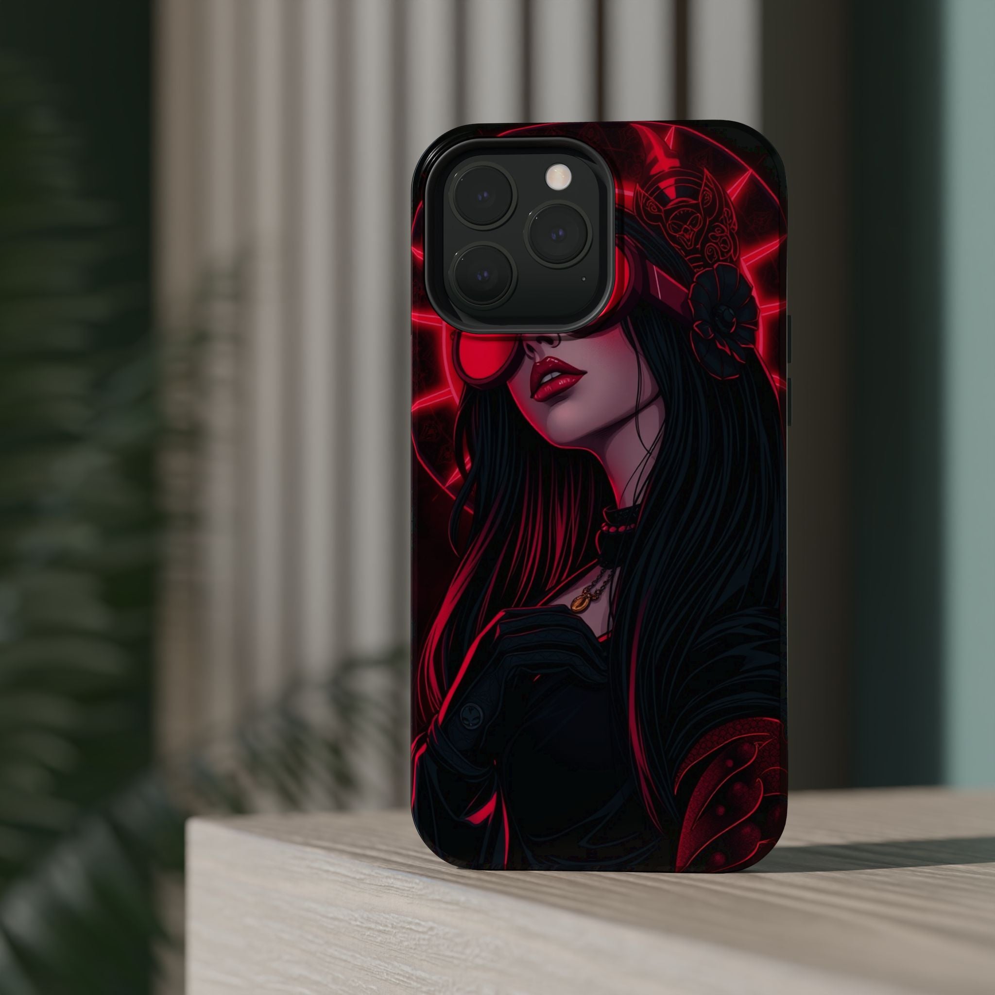 iPhone Black And Crimson Art Nouveau Female Slim Everyday Designer Case · iPhone
