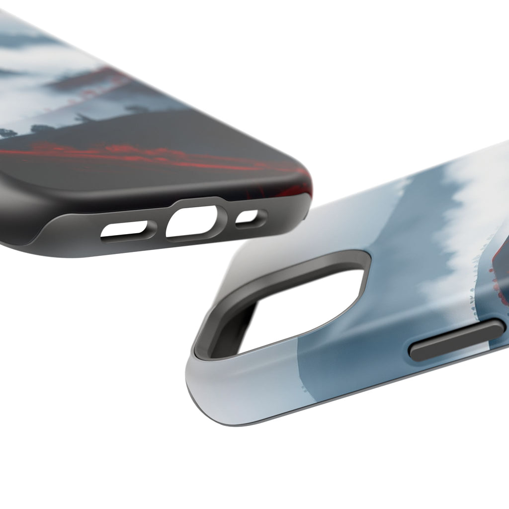 iPhone Black And Crimson Fog Rolling Over Hills Soft iPhone Finish · iPhone Case