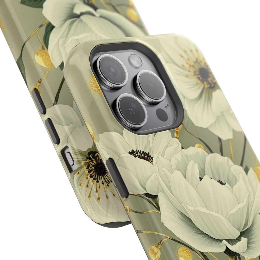 iPhone Sage And Ivory Floral Ink Wash Slim Everyday iPhone 14 Designer · iPhone