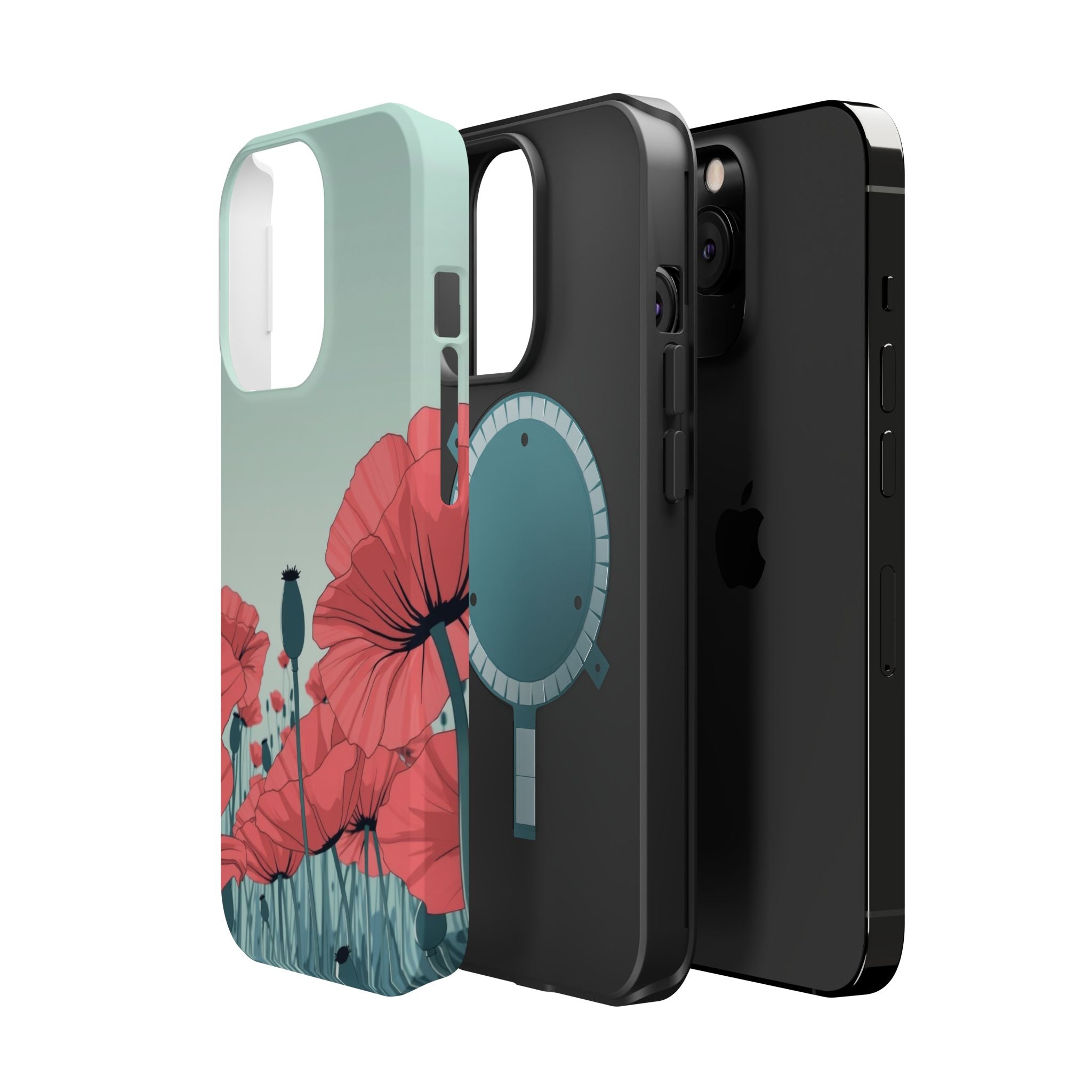 iPhone Mint And Blush Poppy Field Bold Modern Everyday Snap Case · iPhone Case