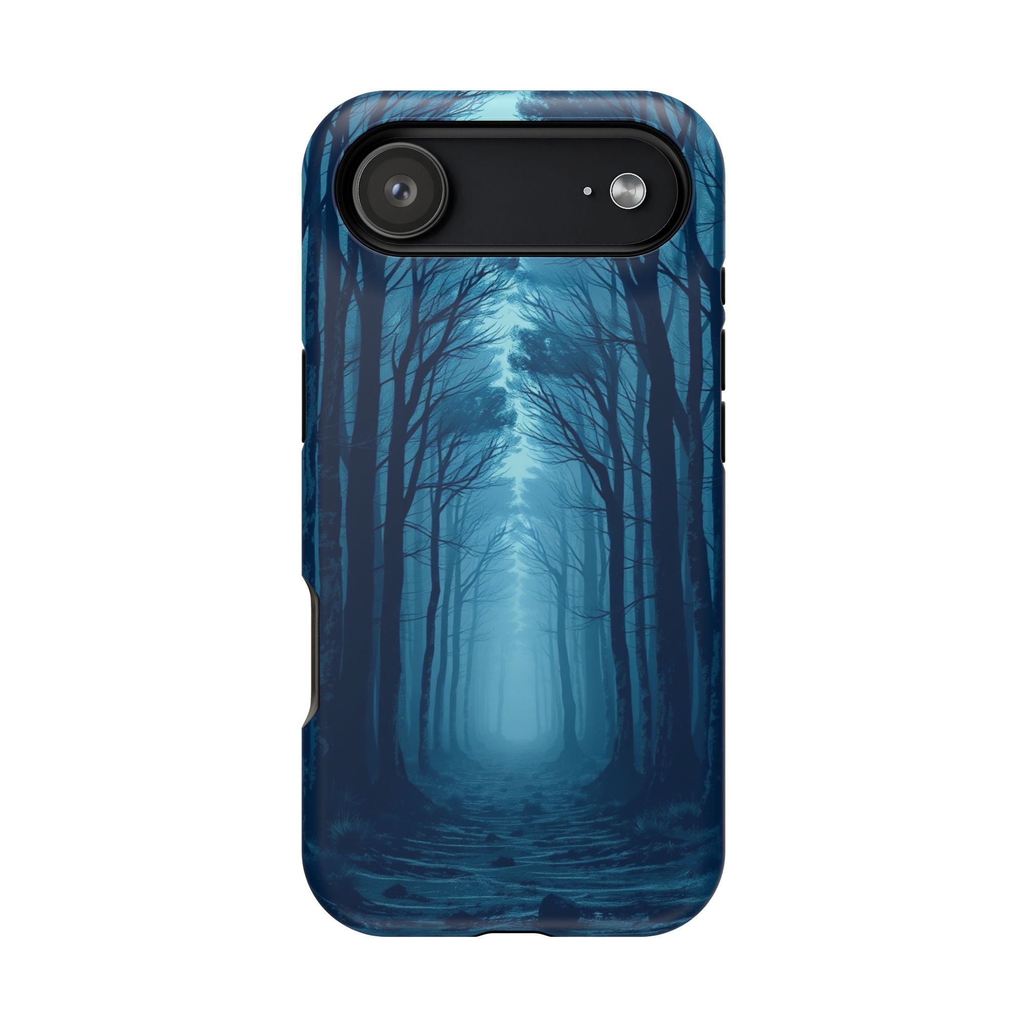 iPhone Midnight Blue And Silver Misty Forest Path iPhone Clean Minimal · iPhone