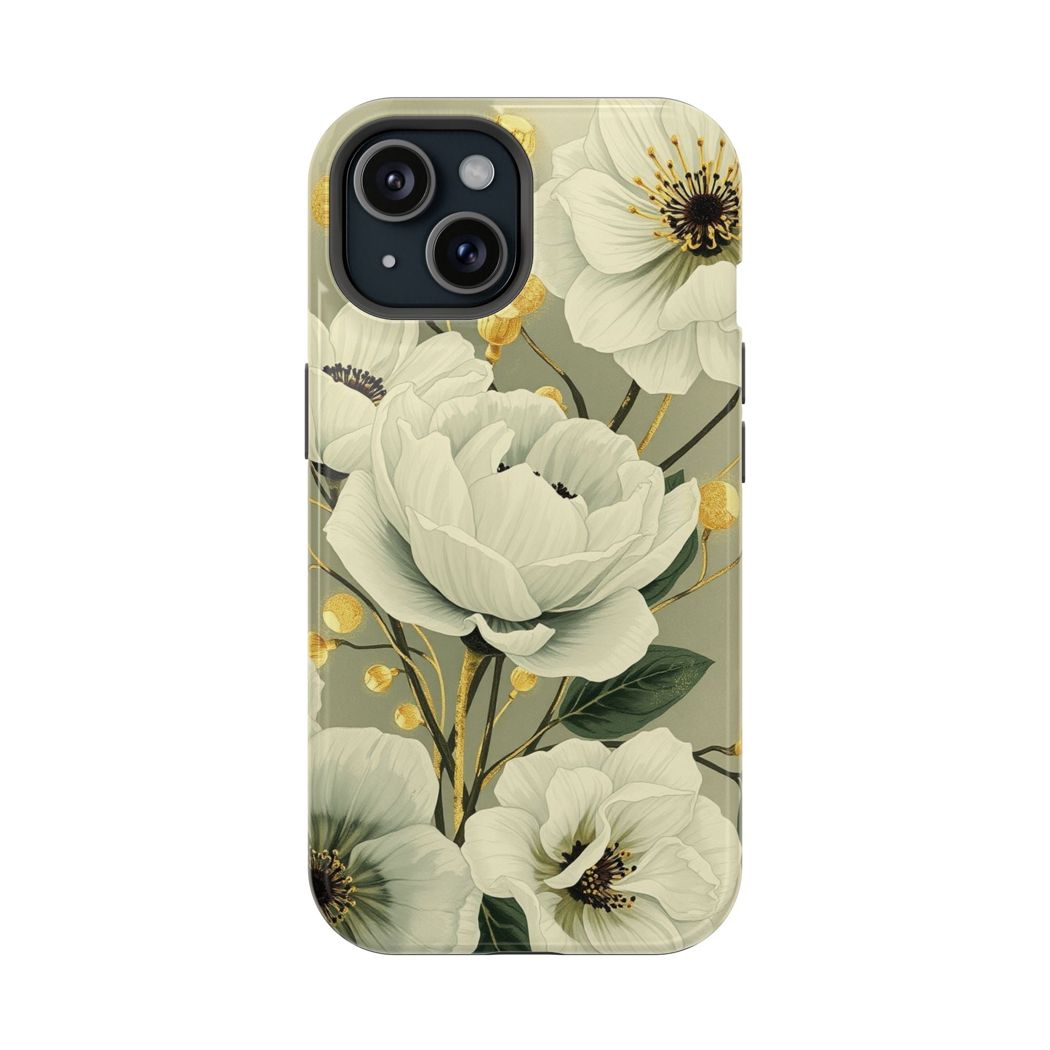 iPhone Sage And Ivory Floral Ink Wash Slim Everyday iPhone 14 Designer · iPhone