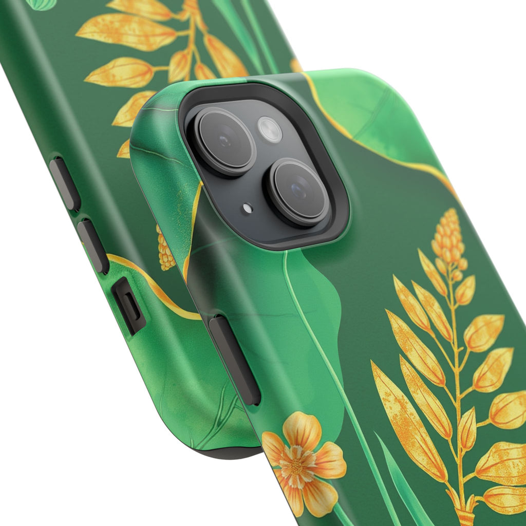 iPhone Emerald Green And Gold Botanical Illustration Ga Slim Snap Case · iPhone