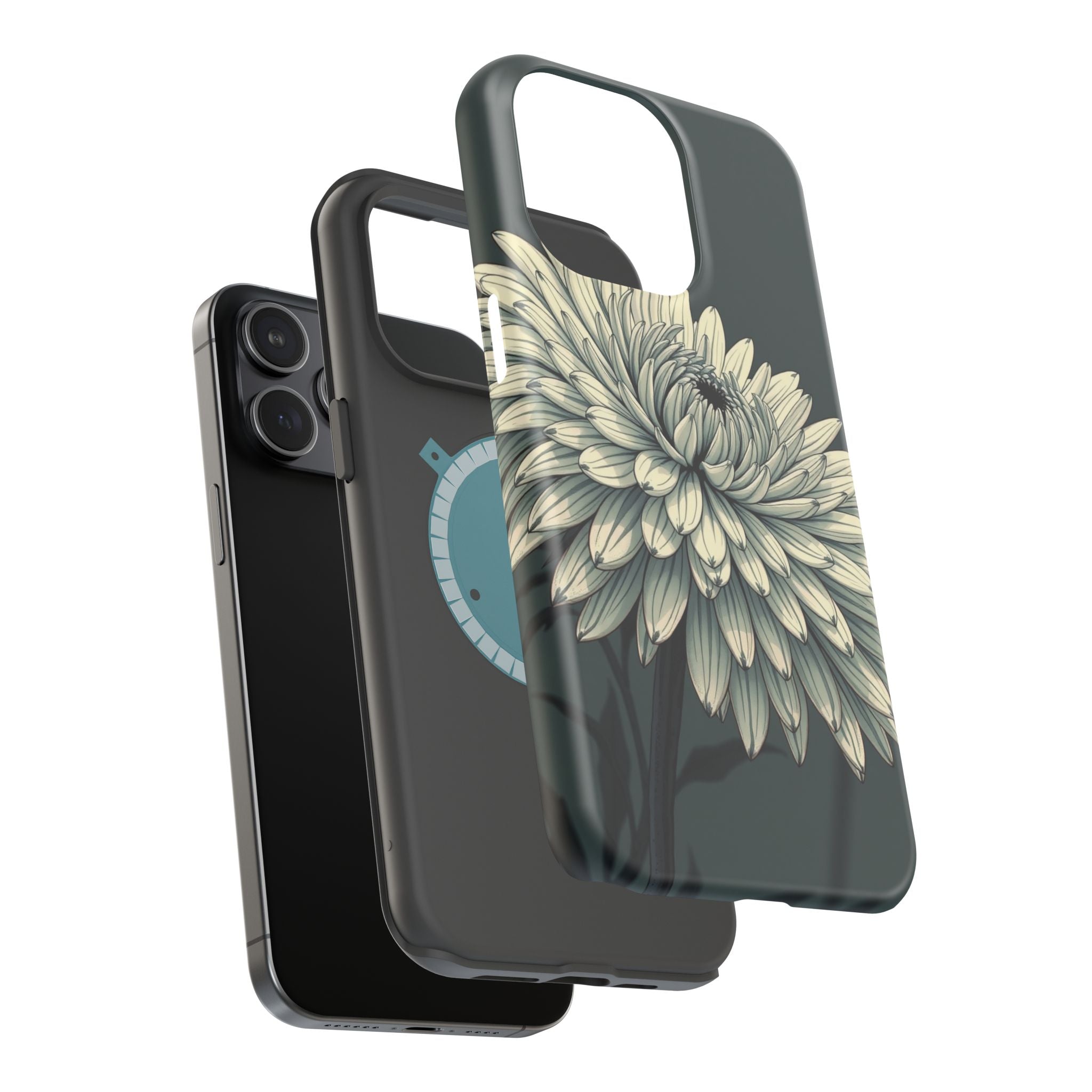 iPhone Chrysanthemum Classic Dark Gothic Ink Carry Case Slim Snap Case · iPhone