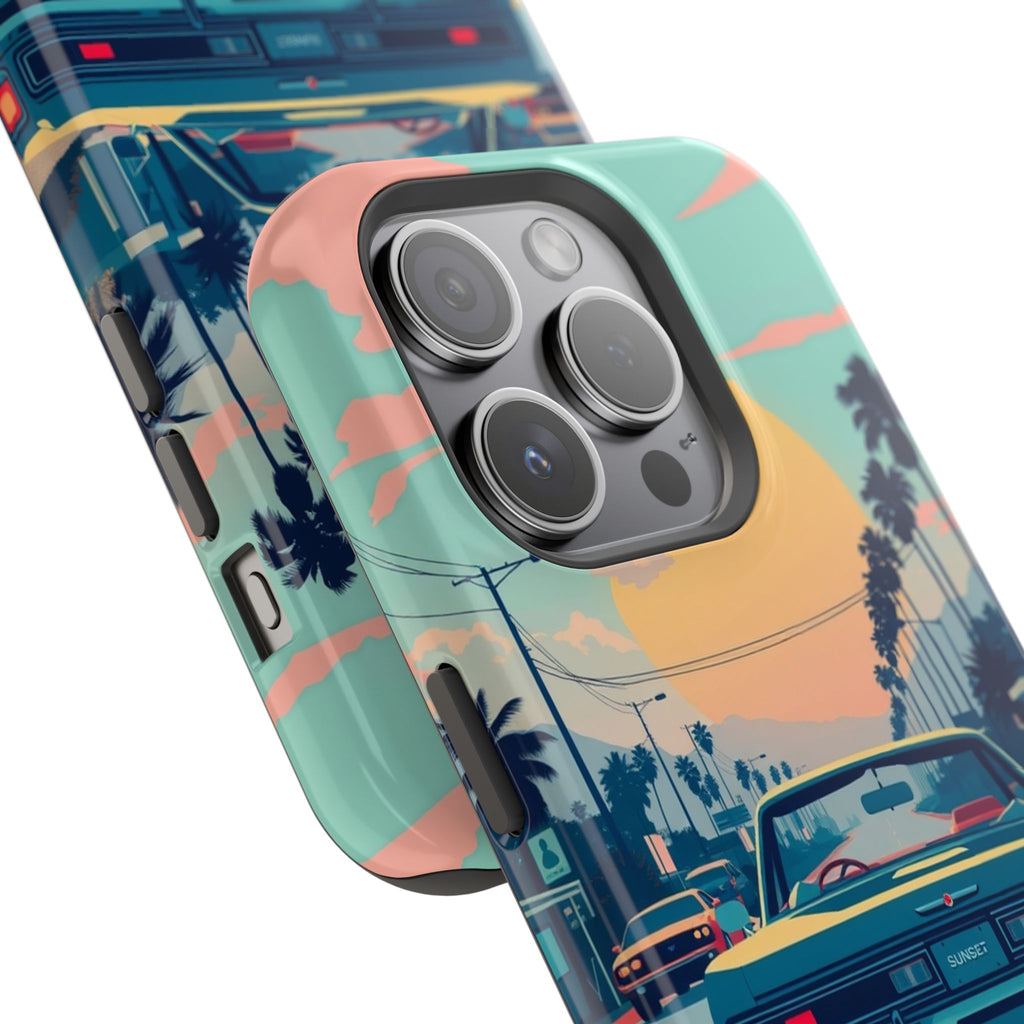 iPhone Sunset Drive 80s Pop Art Bold Slim Everyday Designer Case · iPhone Case