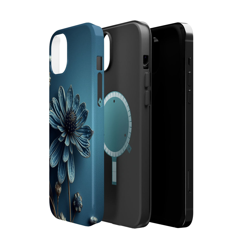 iPhone Midnight Blue And Silver Dried Flower Flat Lay iPhone 15 · iPhone Case