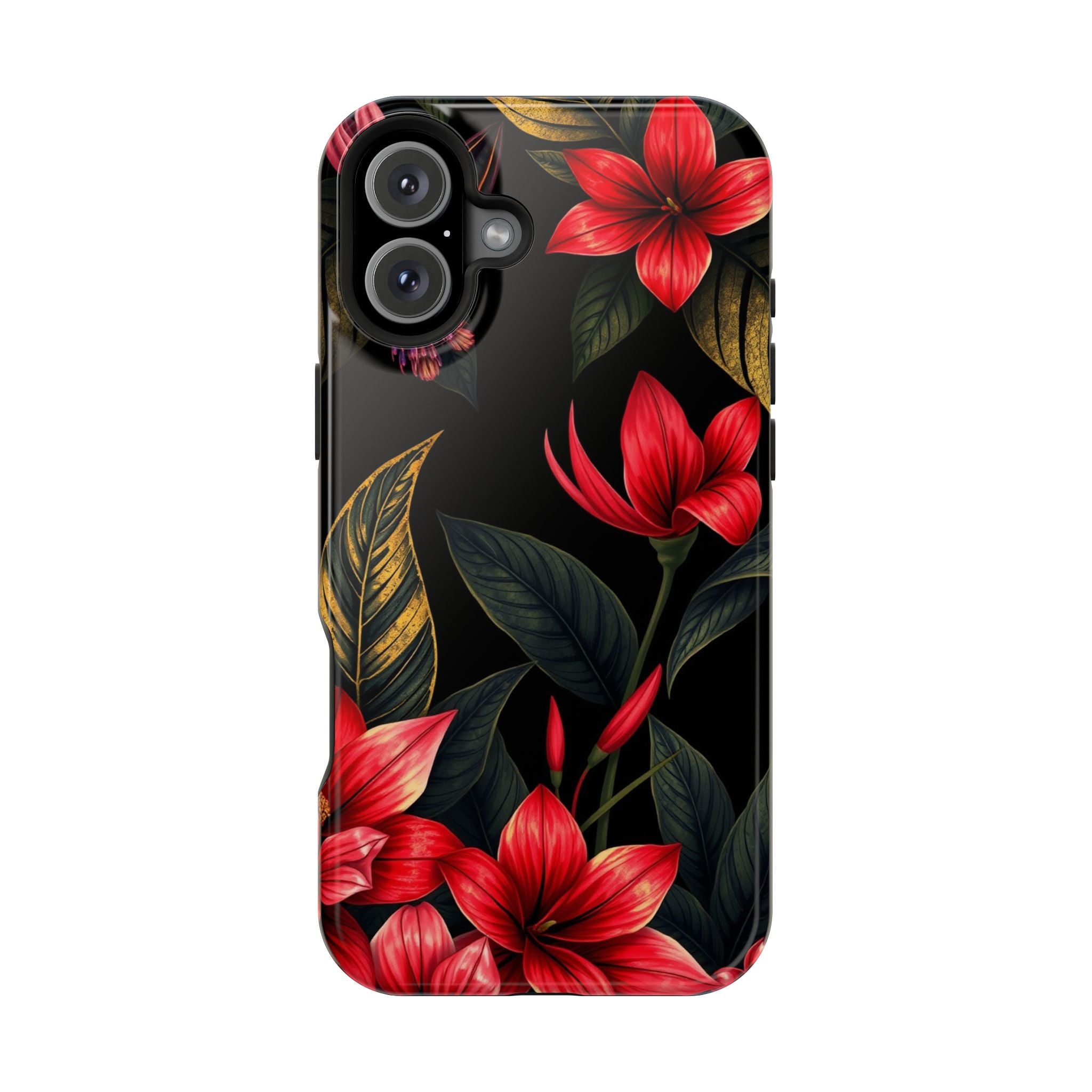 iPhone Black And Crimson Jungle Floral Slim Everyday Designer Case · iPhone Case