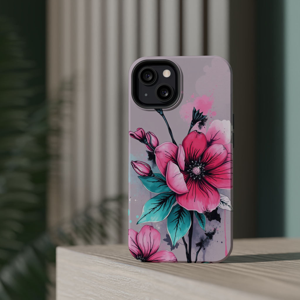 iPhone Mint And Blush Floral Ink Wash Slim Everyday Designer Case · iPhone Case