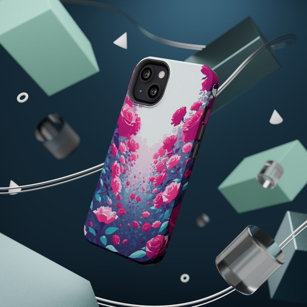 iPhone Cyan And Magenta Rose Garden Slim Everyday Designer Case · iPhone Case