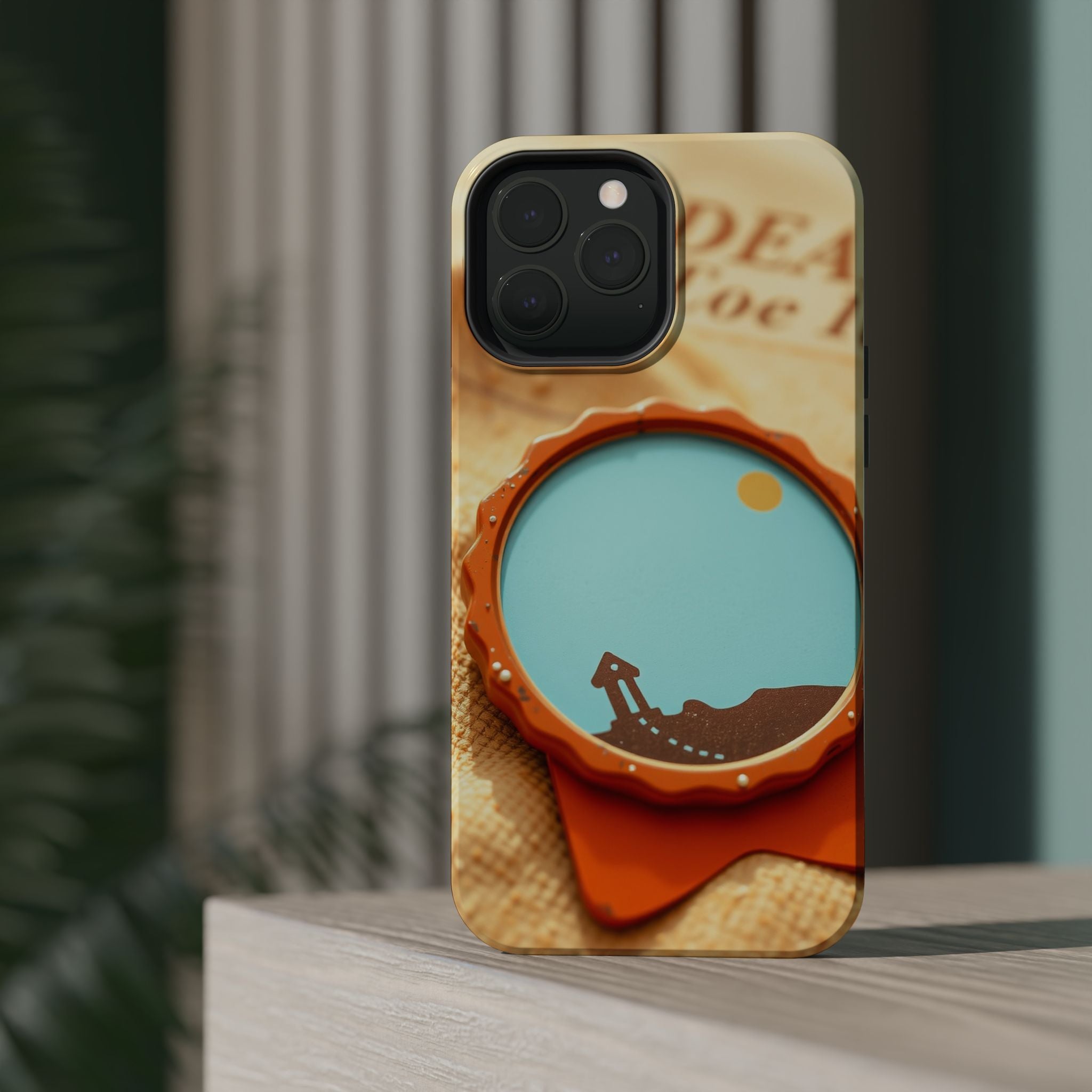 iPhone Burnt Orange And Sand Retro Travel Badge Soft Finish Everyday Case · iPho