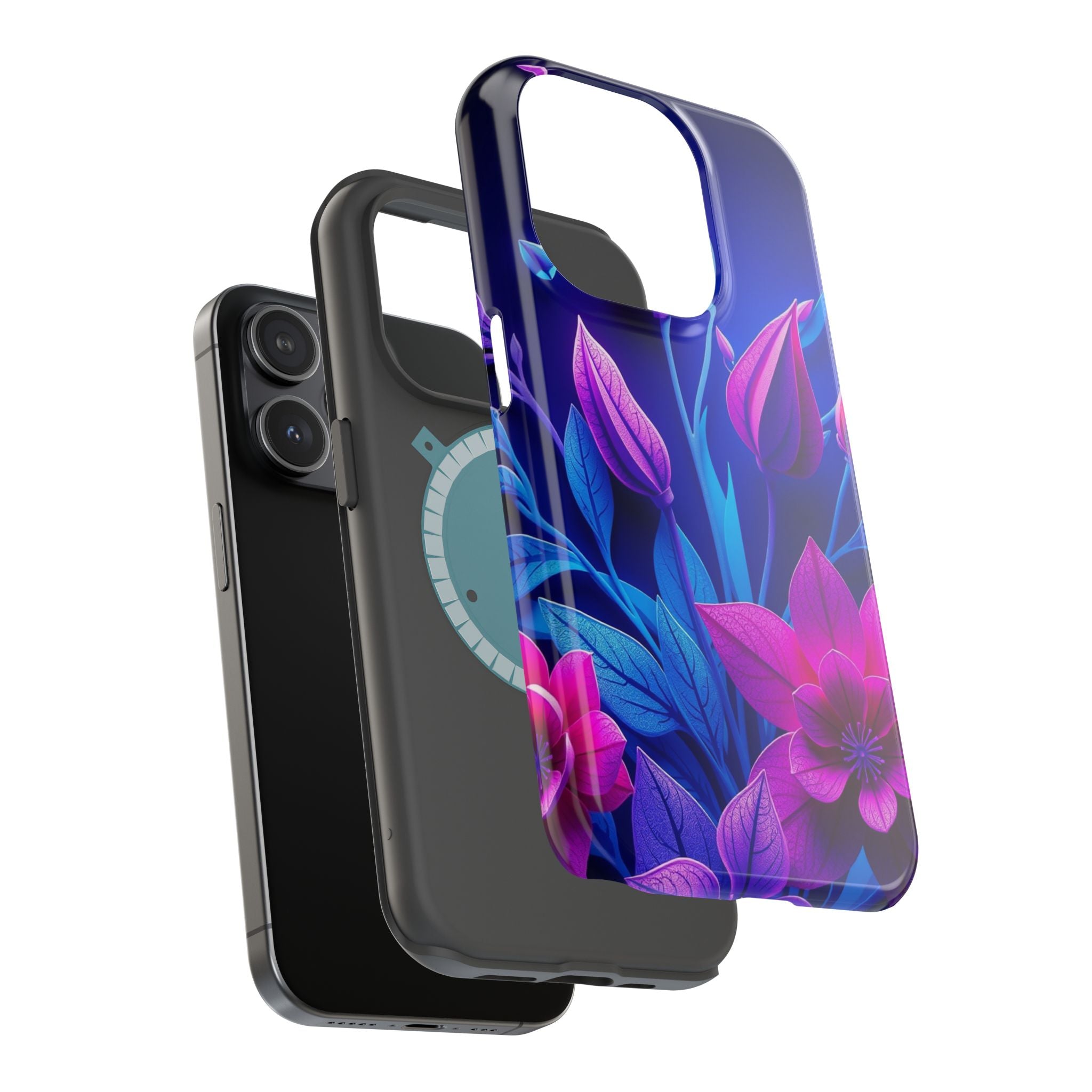 iPhone Neon Floral Paper Cut Art Bold Modern Everyday Snap Case · iPhone Case