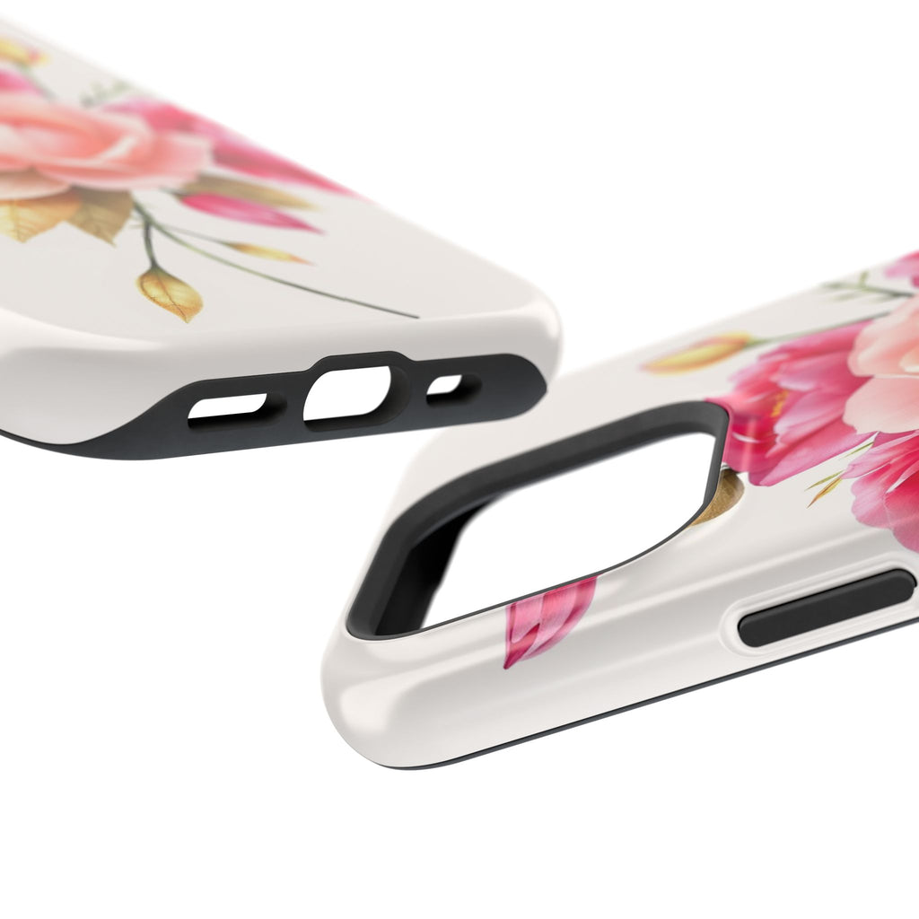 iPhone Rose Pink And Cream Neon Floral Slim Everyday Designer Case · iPhone Case