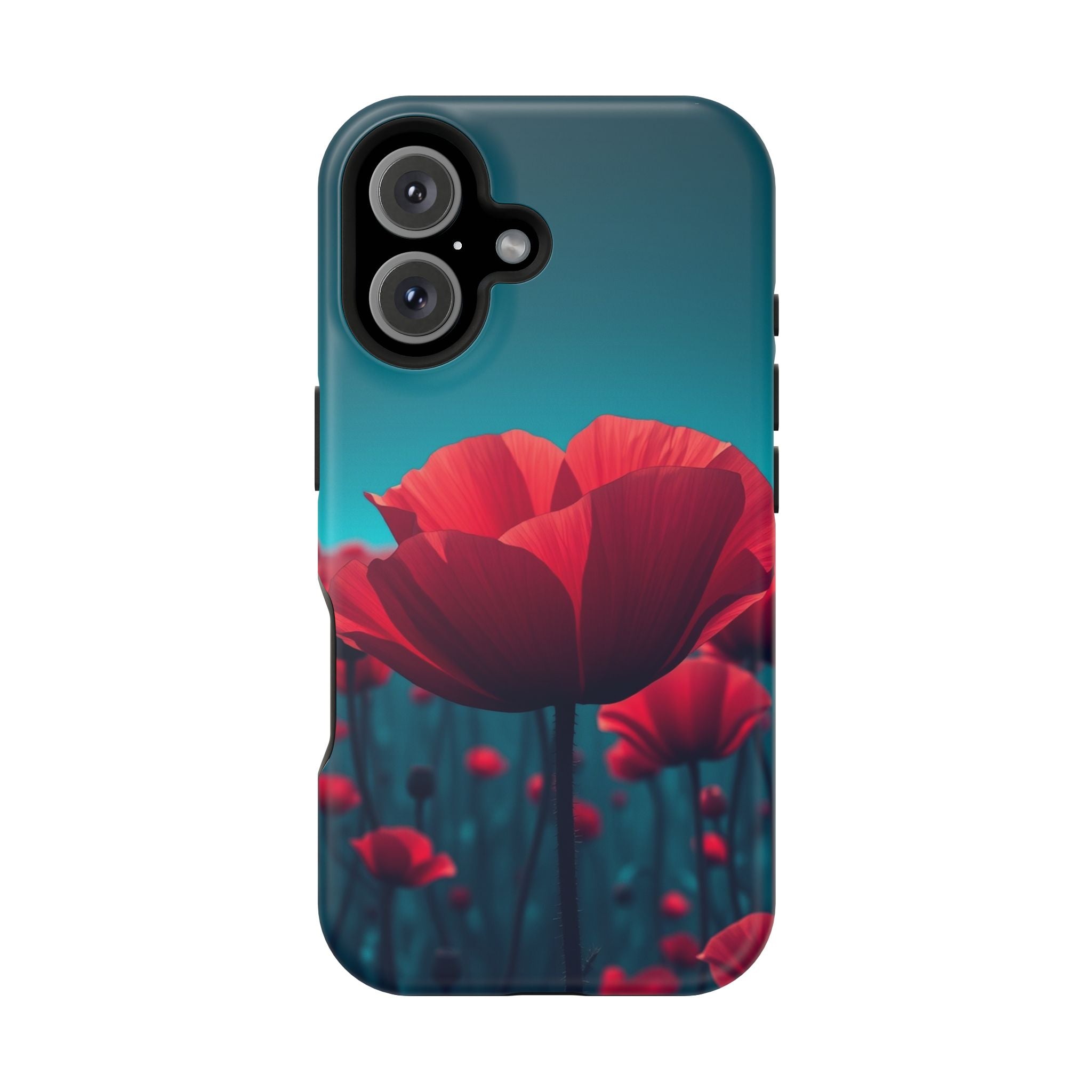 iPhone Teal And Coral Poppy Field Bold Modern Everyday Snap Case · iPhone Case