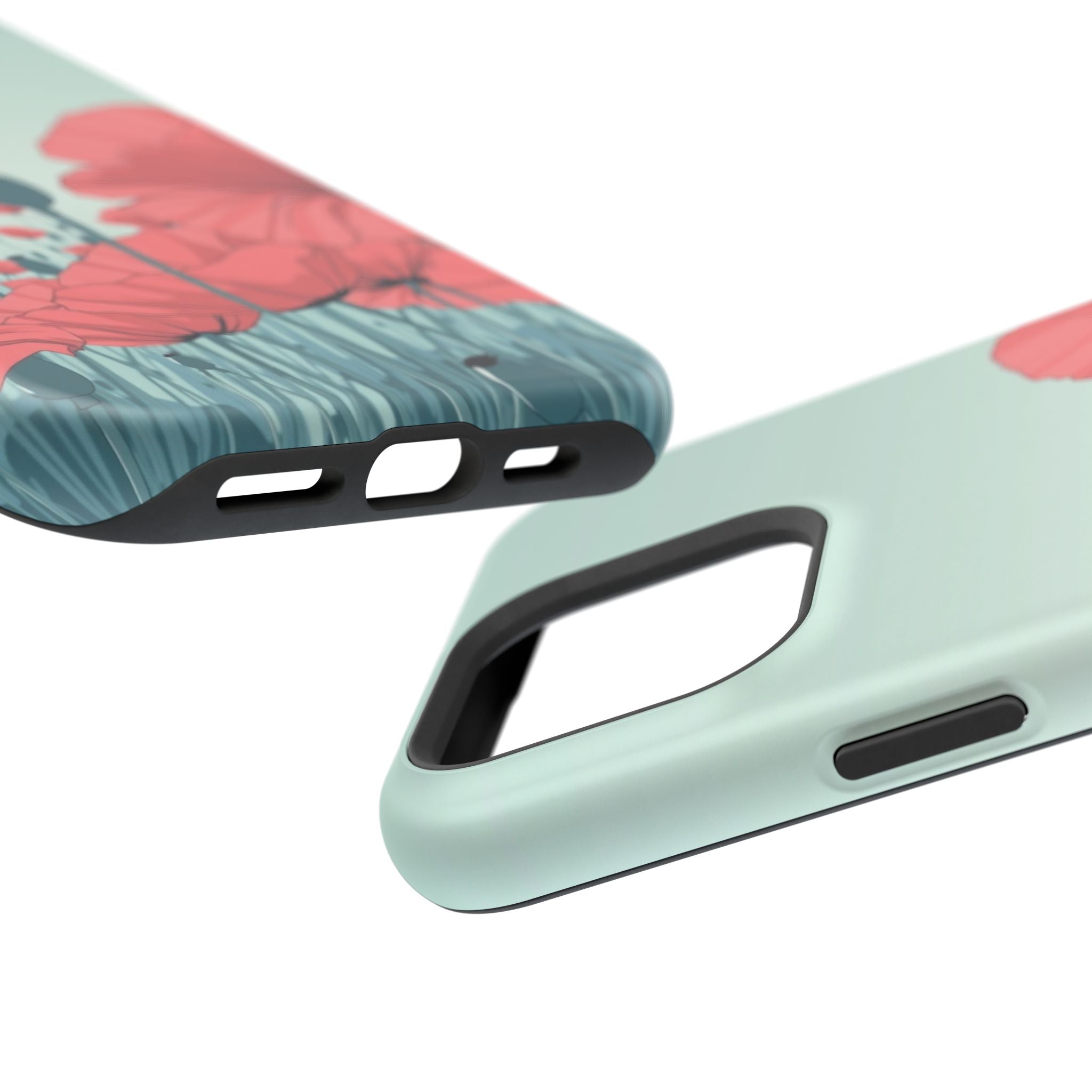iPhone Mint And Blush Poppy Field Bold Modern Everyday Snap Case · iPhone Case